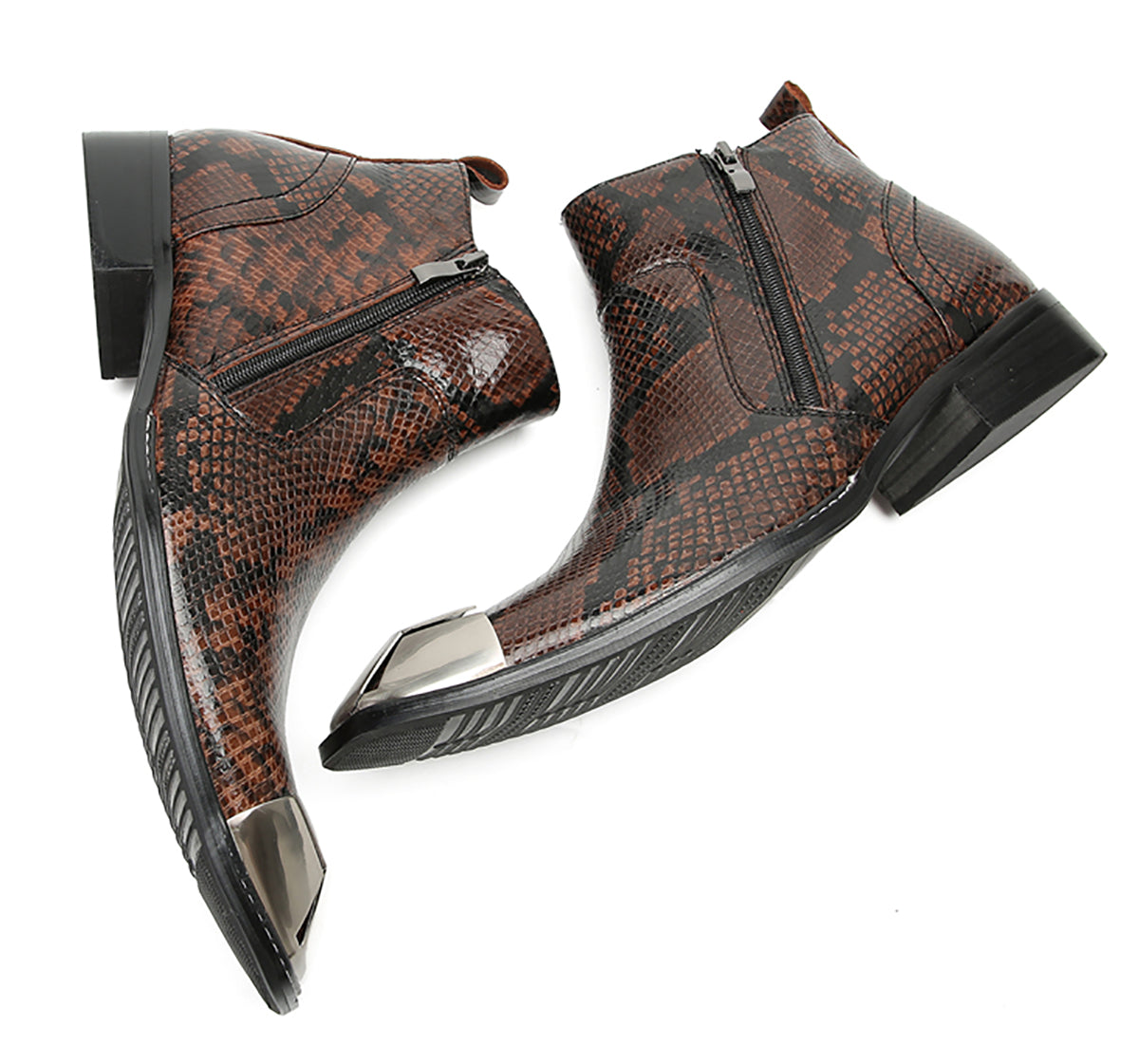 Men's Casual Double Zipper Western Boots