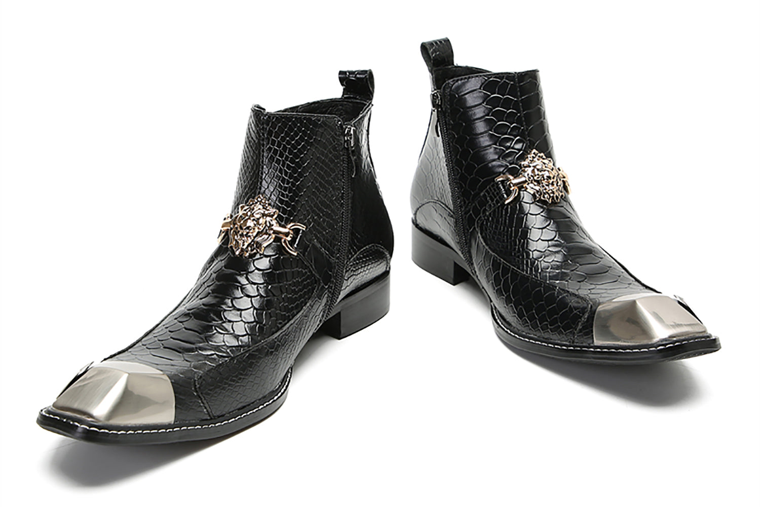 Botas occidentales informales con cremallera para hombre