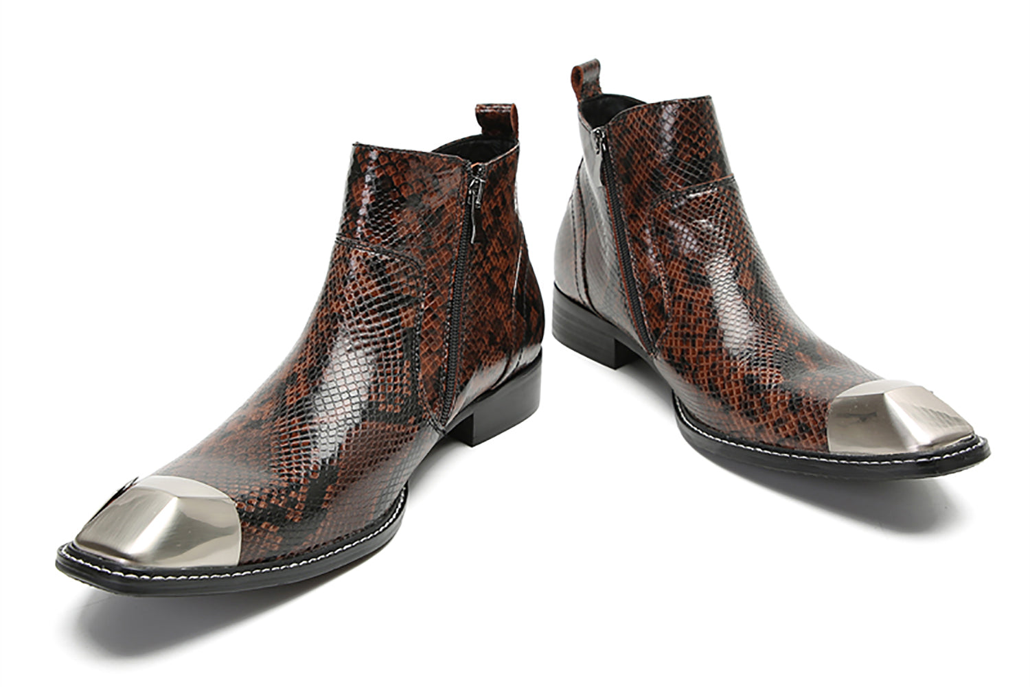 Men's Casual Double Zipper Western Boots