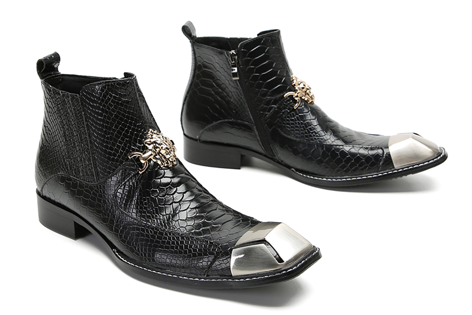 Botas occidentales informales con cremallera para hombre