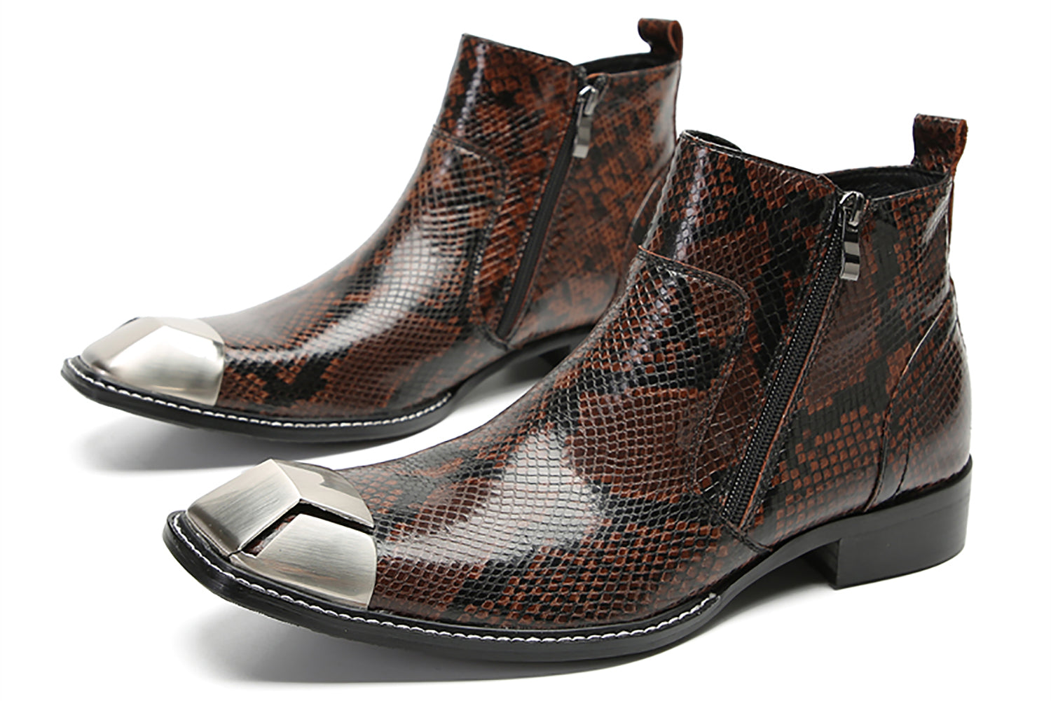 Men's Casual Double Zipper Western Boots
