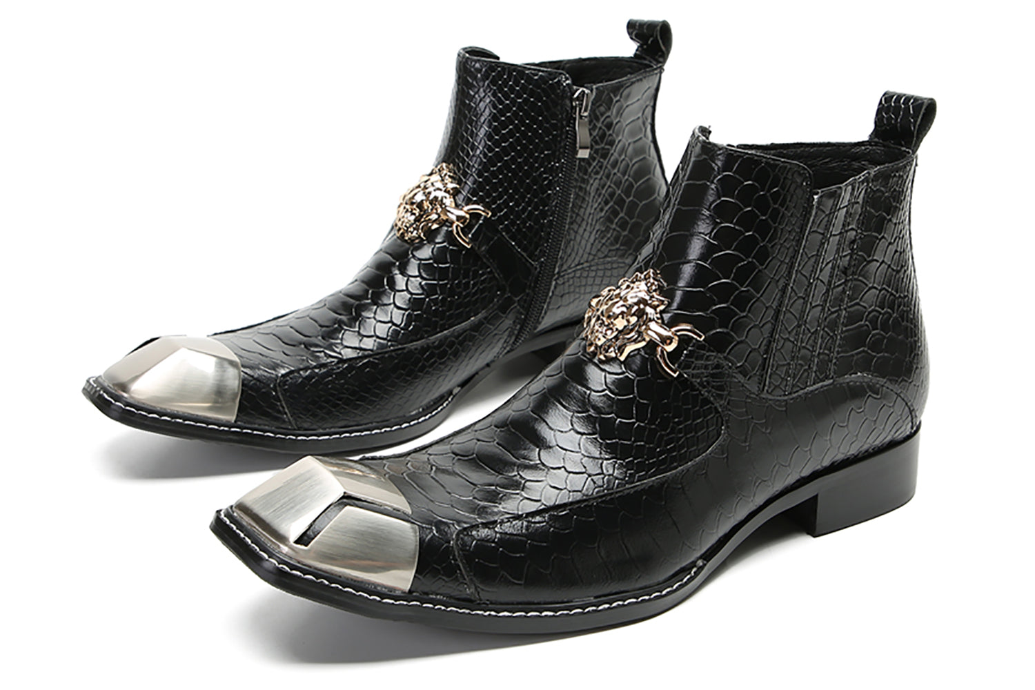 Botas occidentales informales con cremallera para hombre
