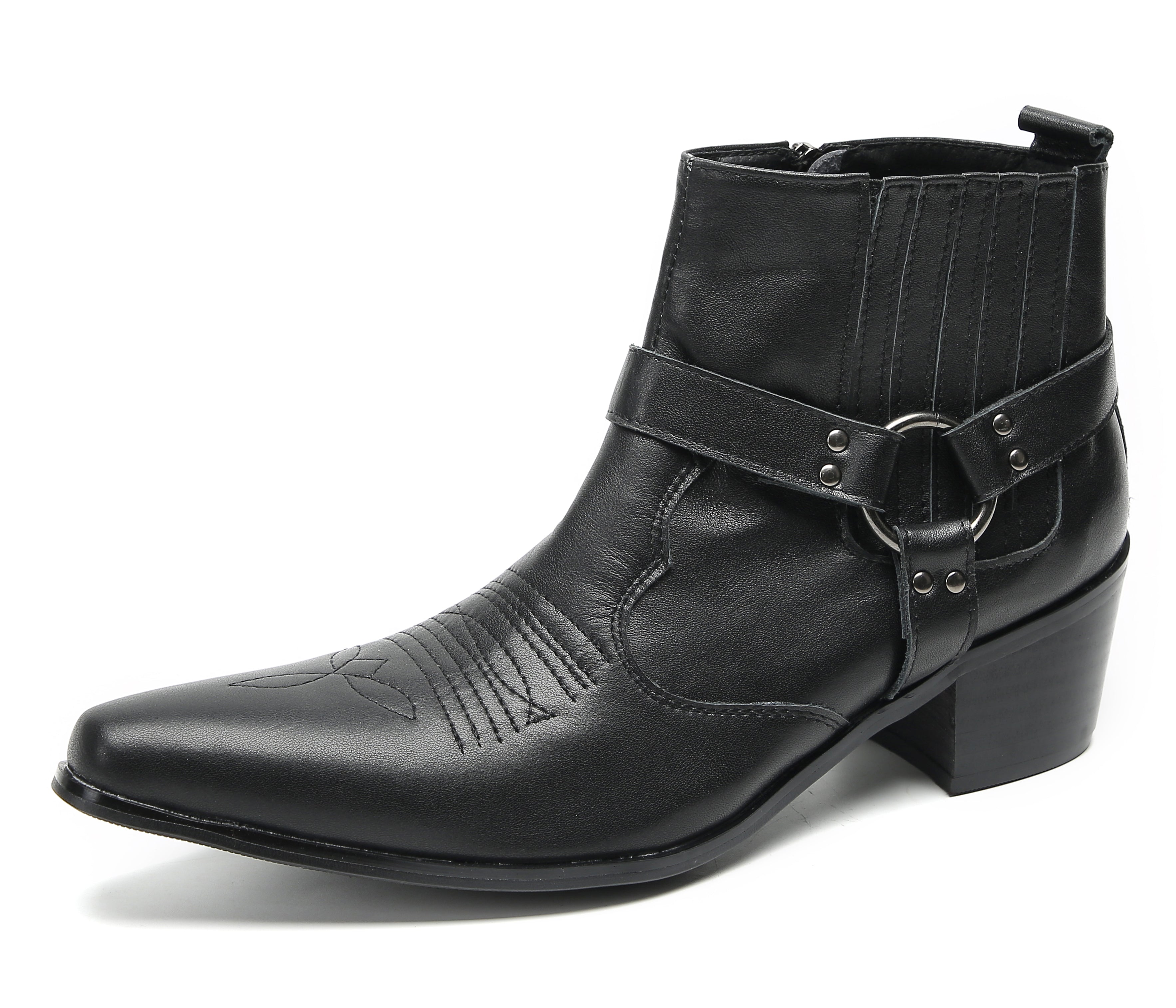 Men's Chain Strap Retro Western Boots