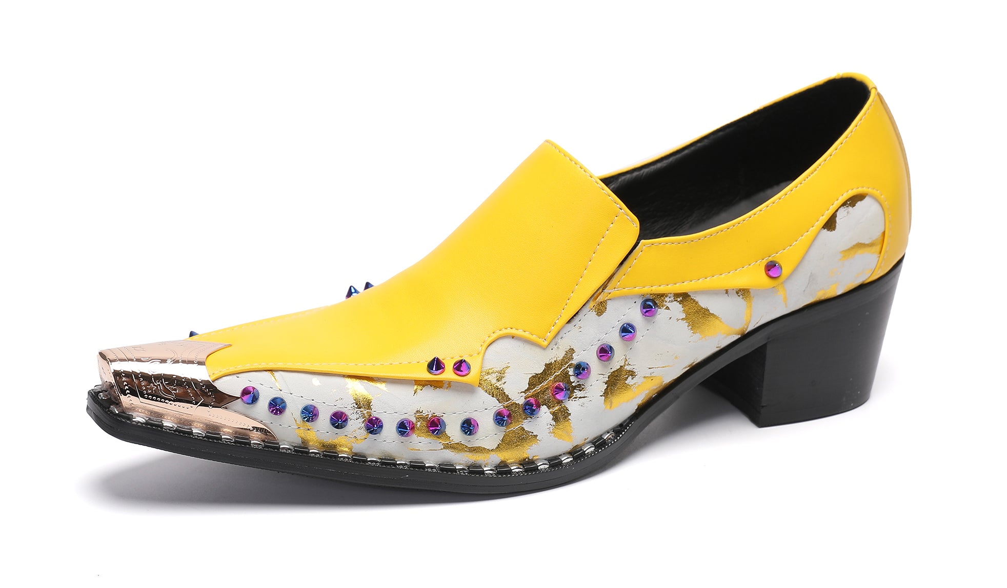 Men's Metal-Tip Toe Western Beads Penny Loafers