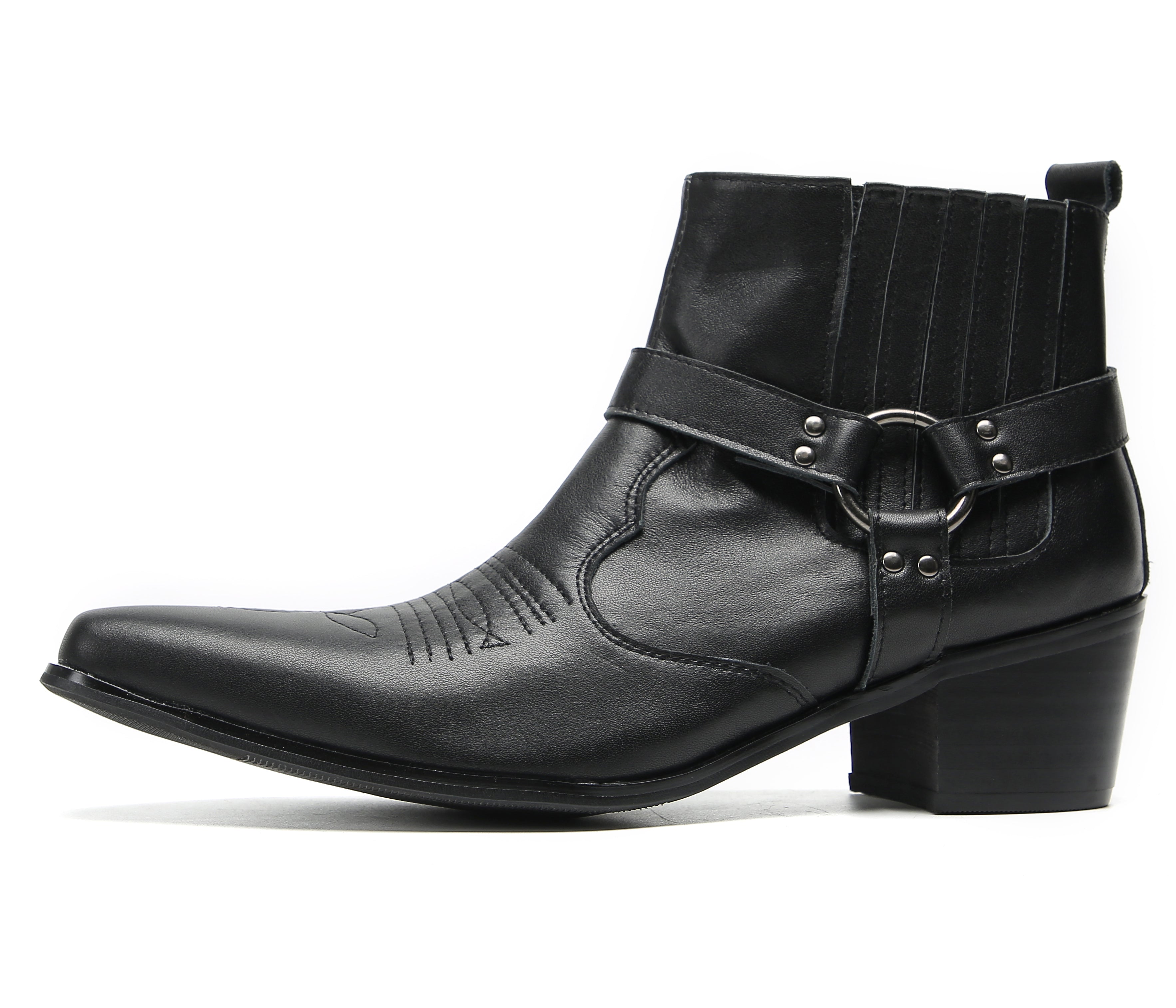Men's Chain Strap Retro Western Boots