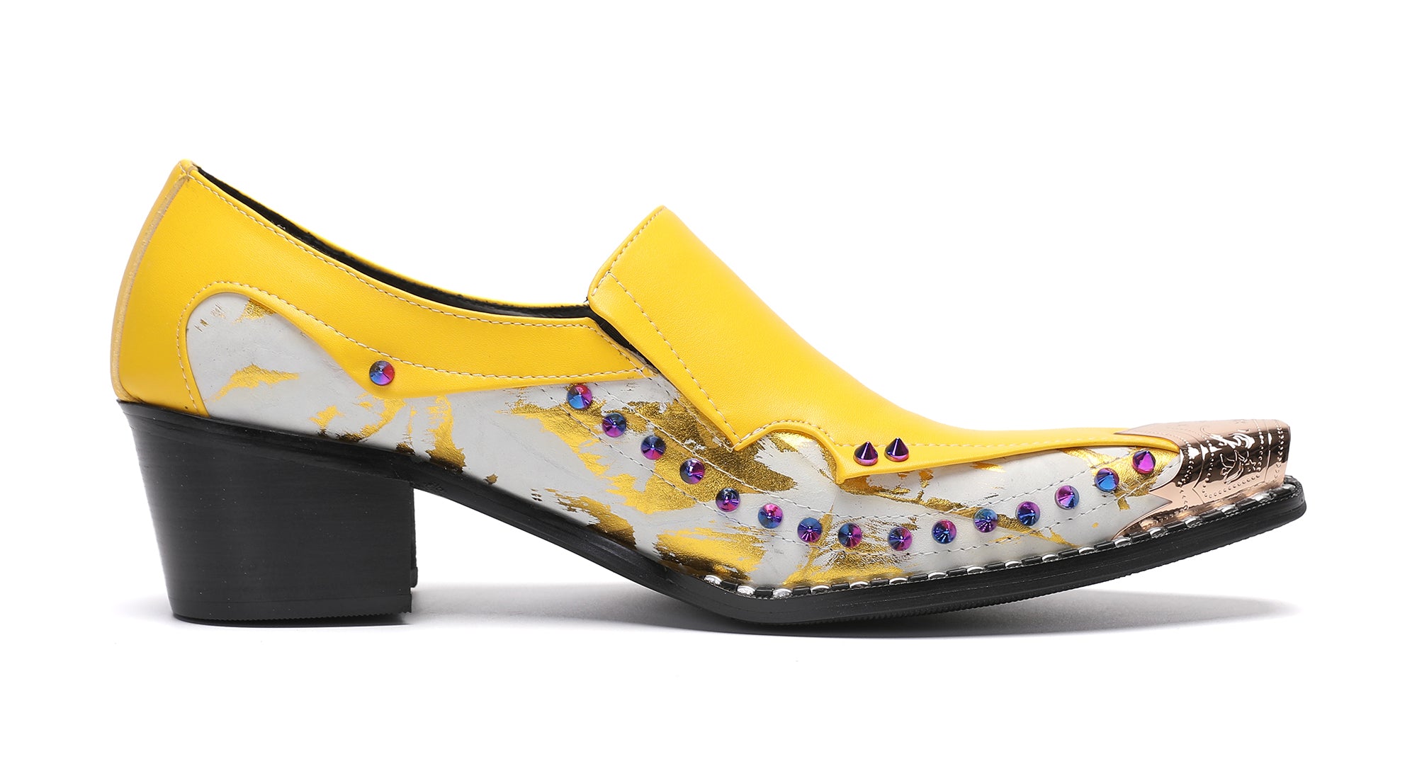 Men's Metal-Tip Toe Western Beads Penny Loafers