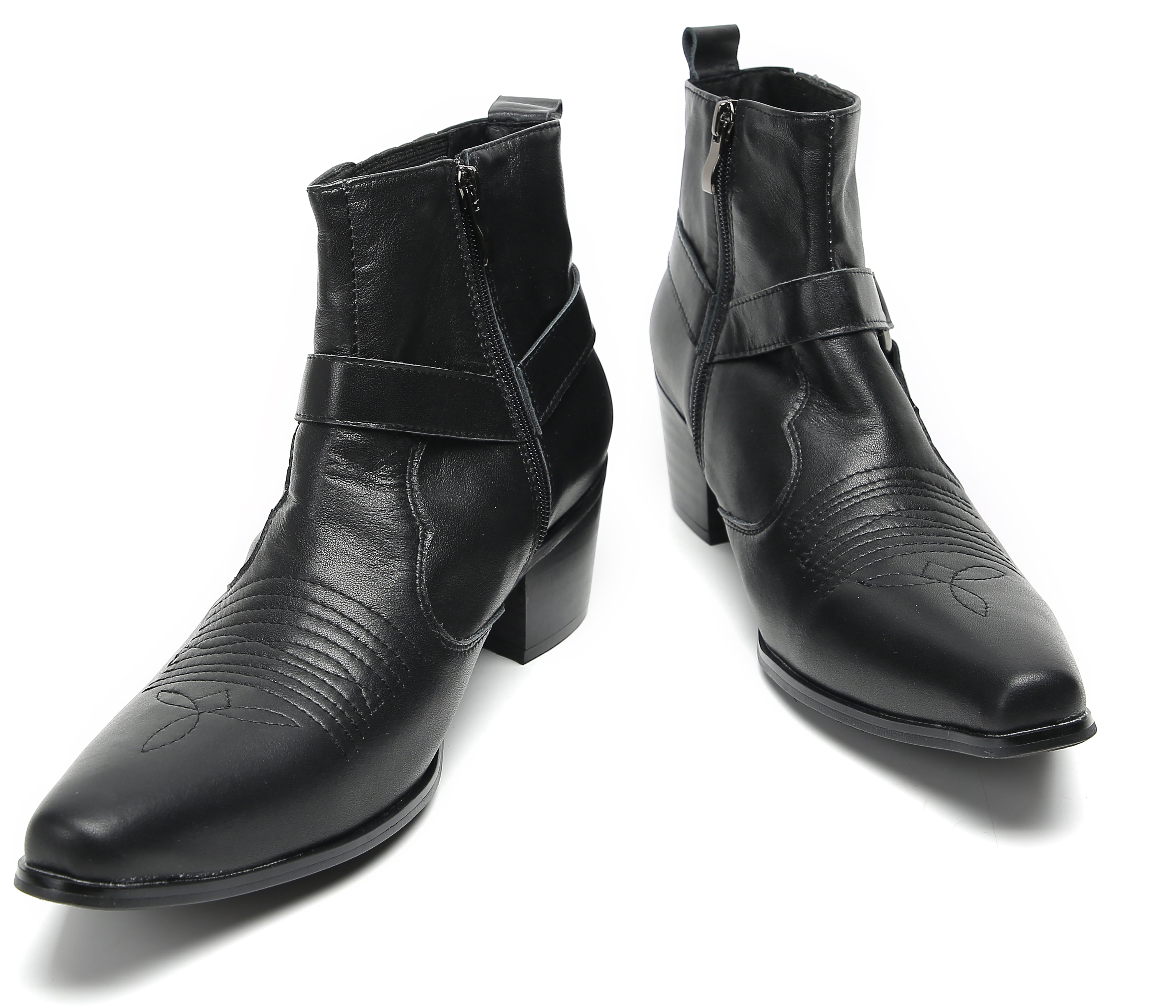 Men's Chain Strap Retro Western Boots