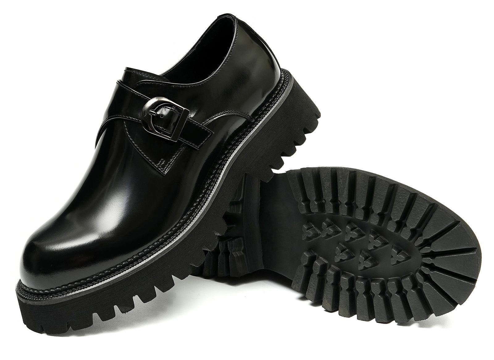 Mocasines con hebilla y suela gruesa a la moda para hombre