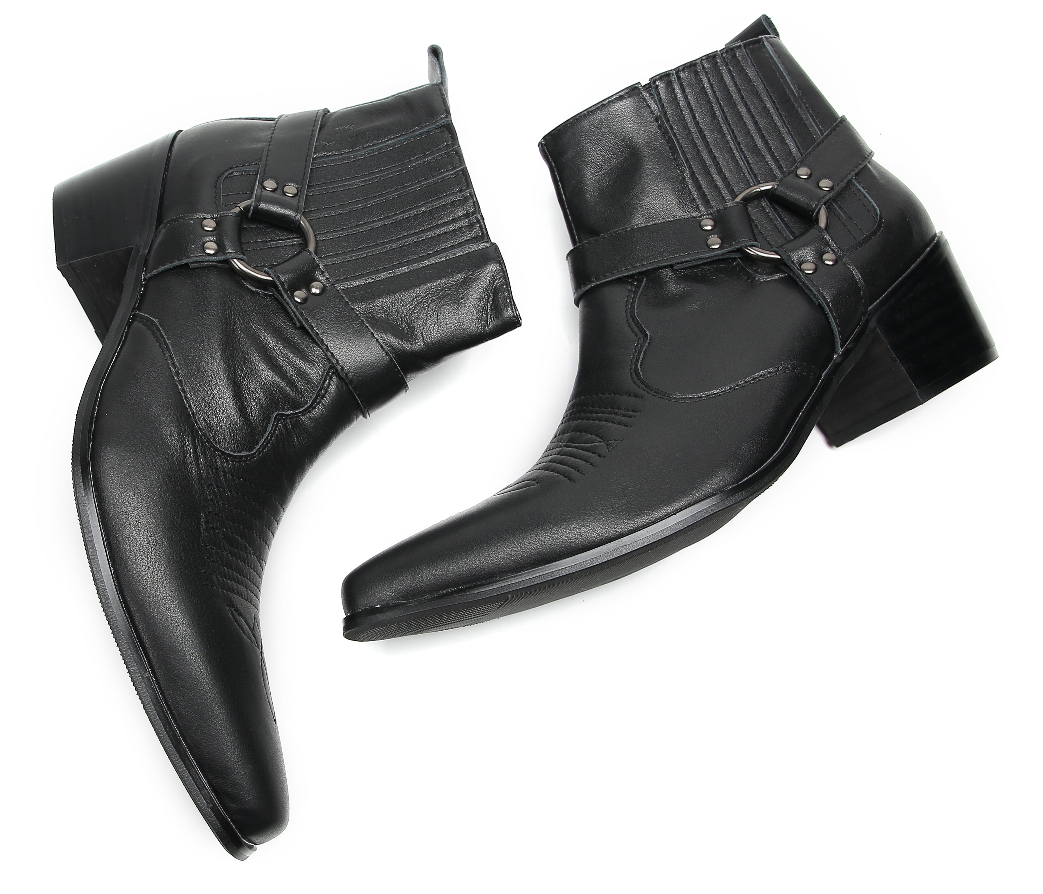 Men's Chain Strap Retro Western Boots
