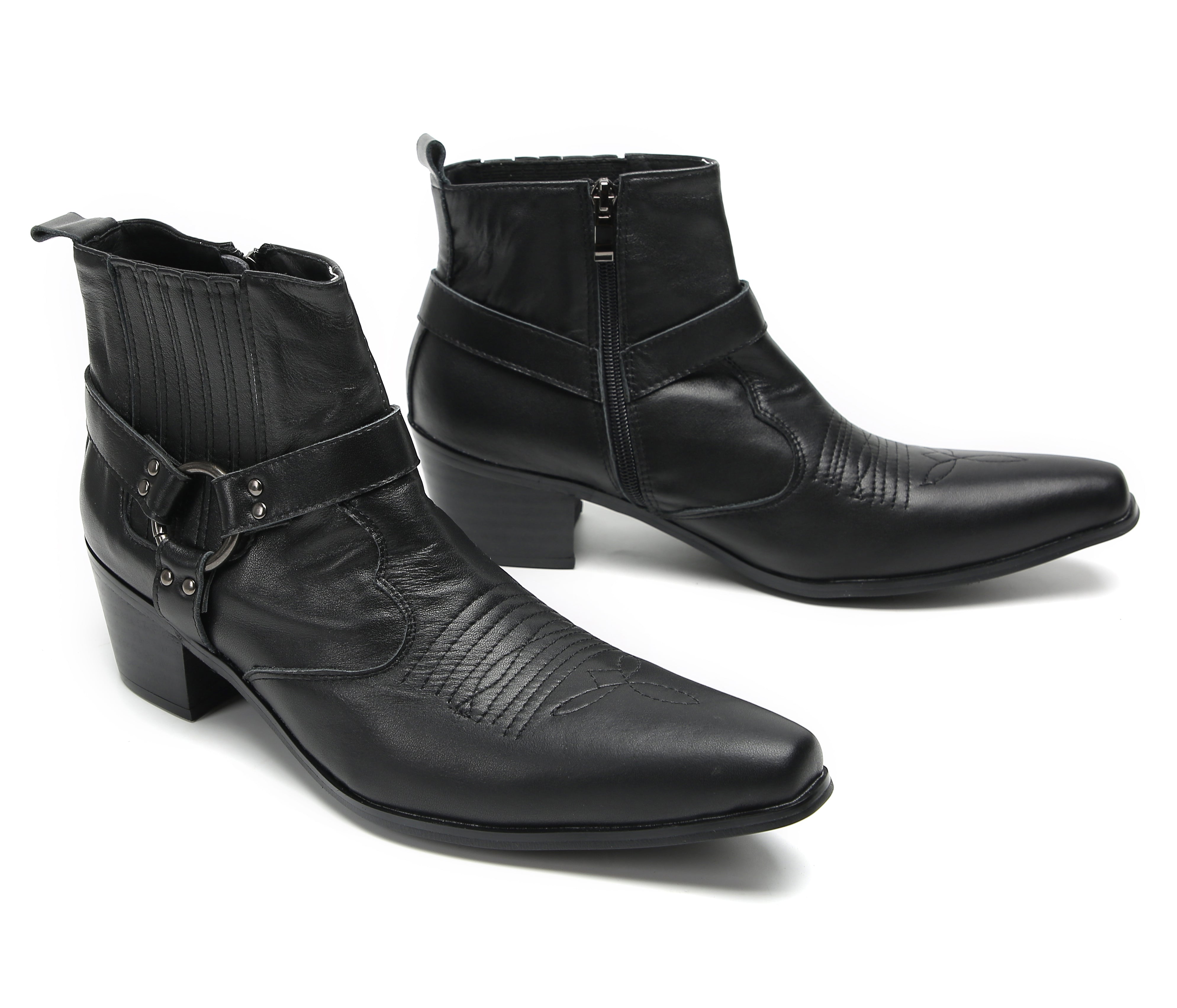 Men's Chain Strap Retro Western Boots