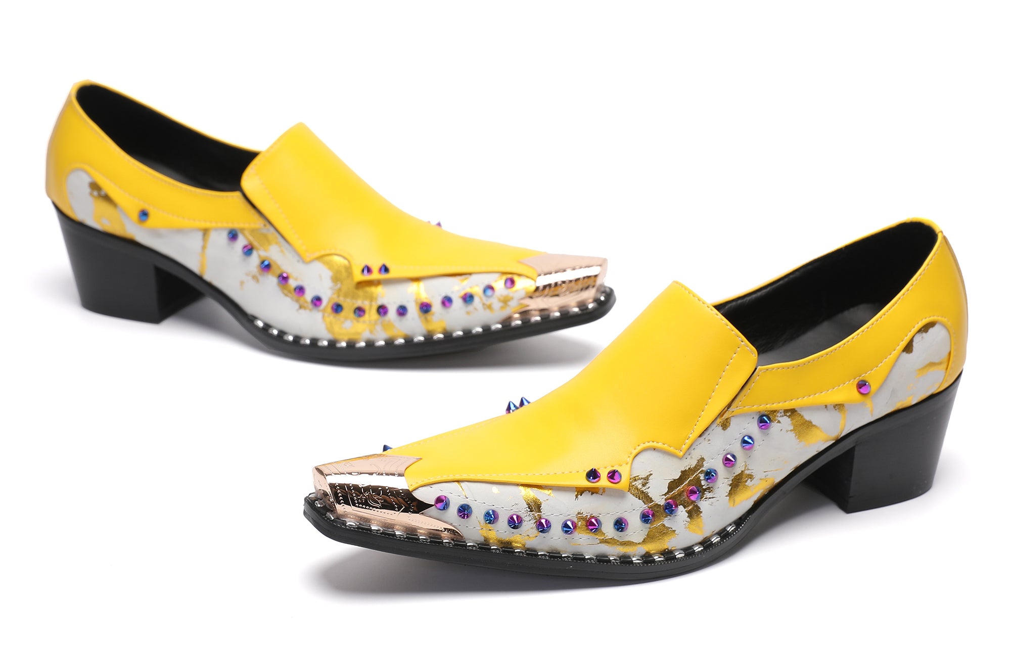Men's Metal-Tip Toe Western Beads Penny Loafers