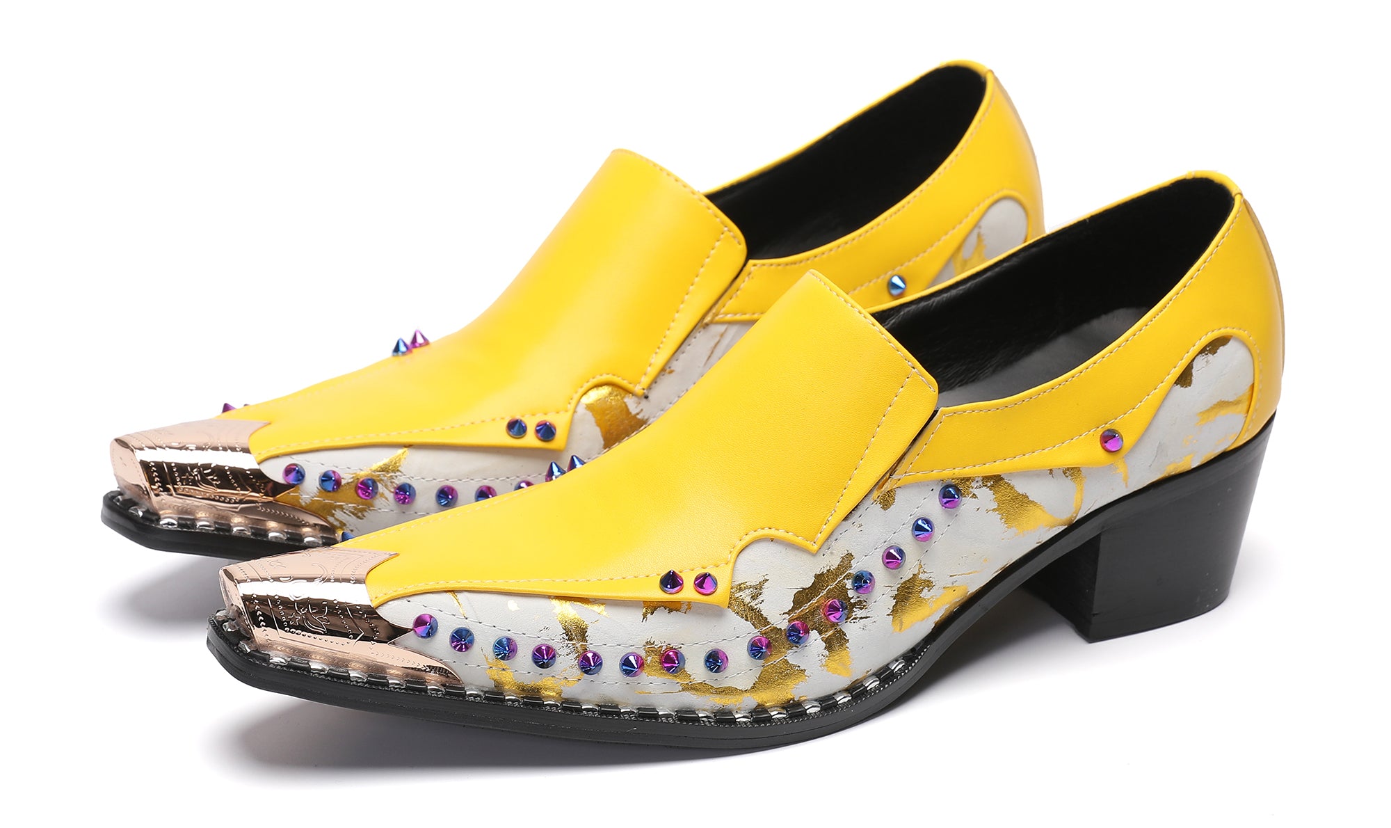 Men's Metal-Tip Toe Western Beads Penny Loafers