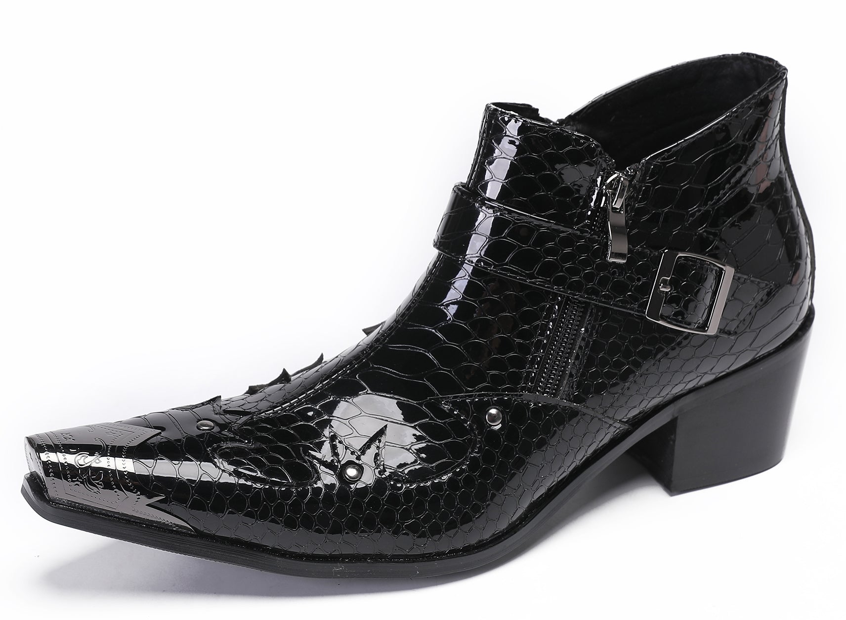 Mens Casual Party Snakeskin Texture Western Boots