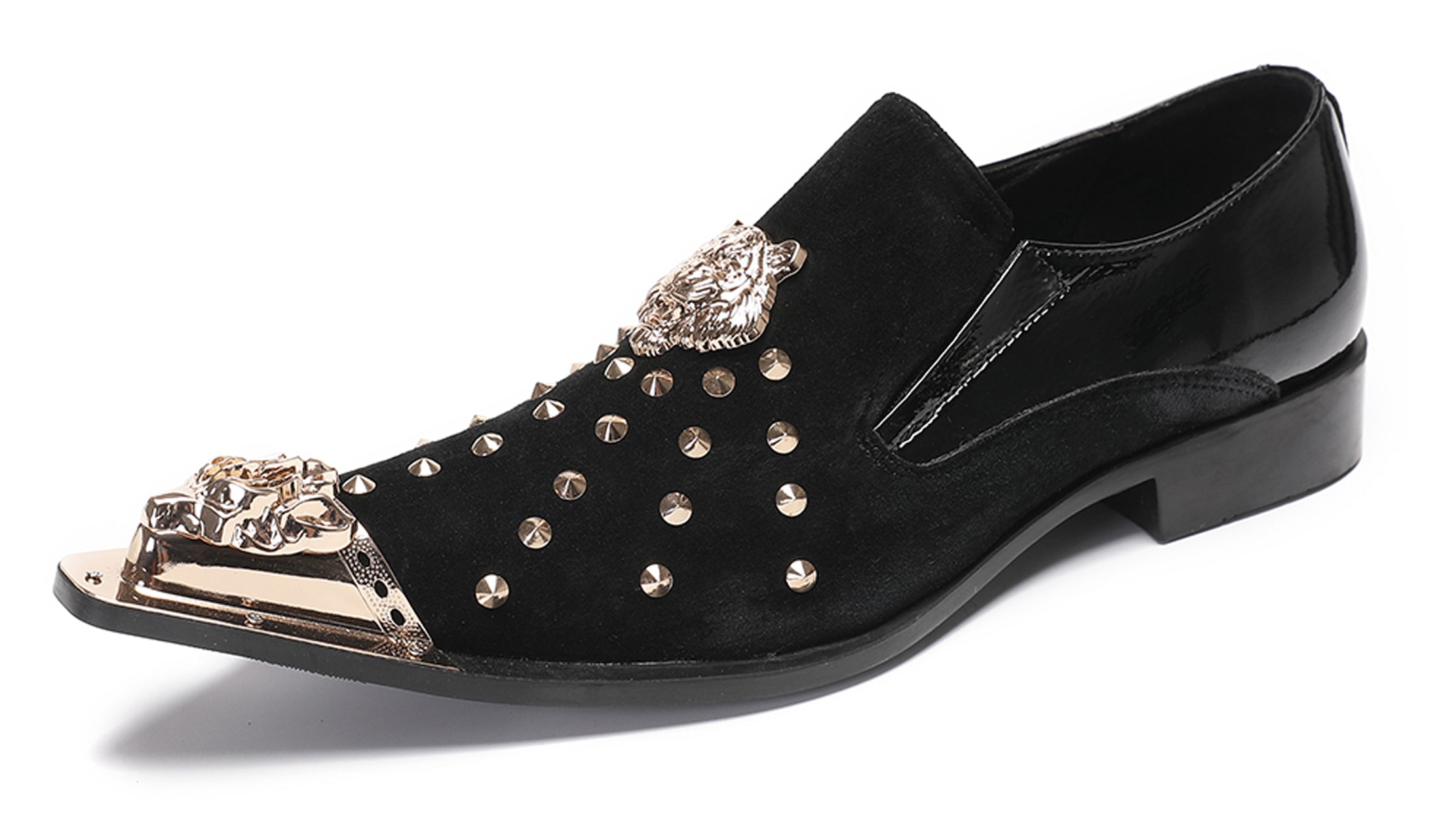 Mens Gold Beads Party Casual Suede Loafers