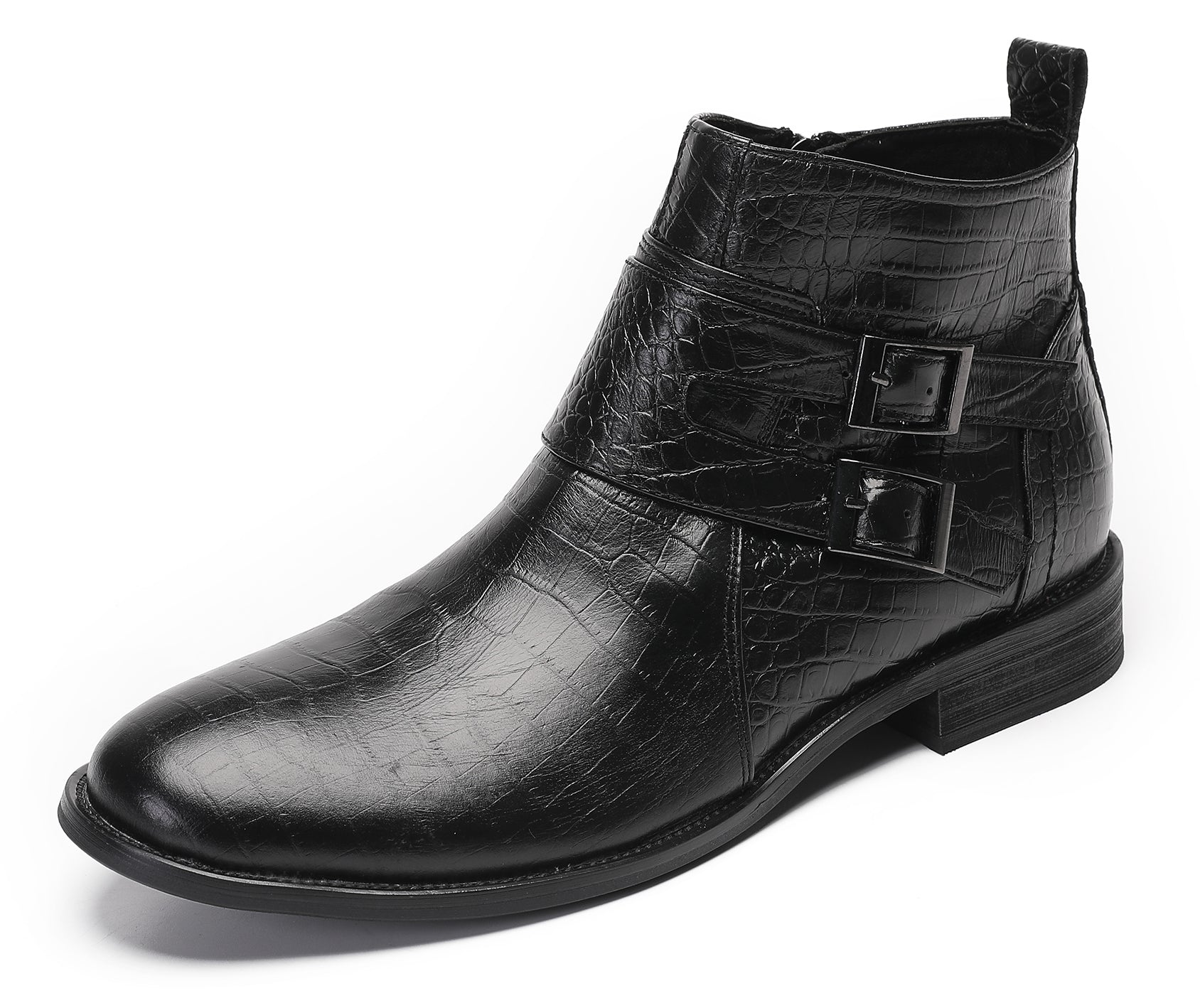 Mens Casual Ankle Boots with Zipper Buckles
