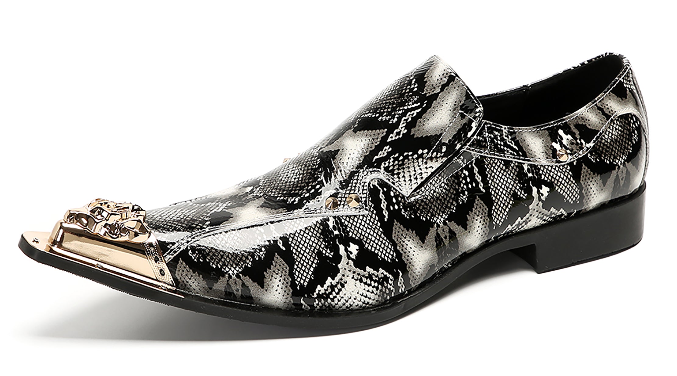 Mens Party Casual Metal Pointed Toe Ballroom Western Loafers