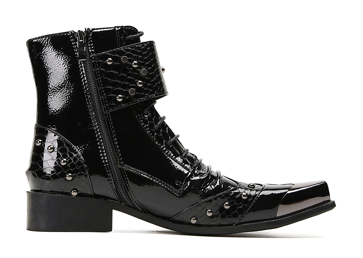 Men's Metal Square-Toe Buckle Western Western Boots