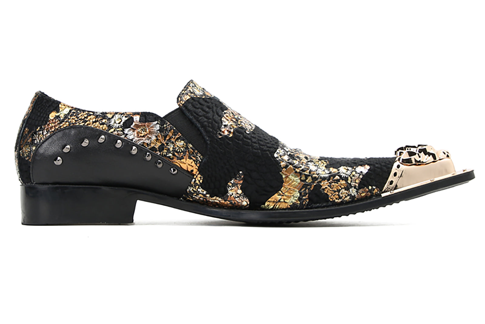 Men's Metal Tip Printed Embroidery Western Loafers
