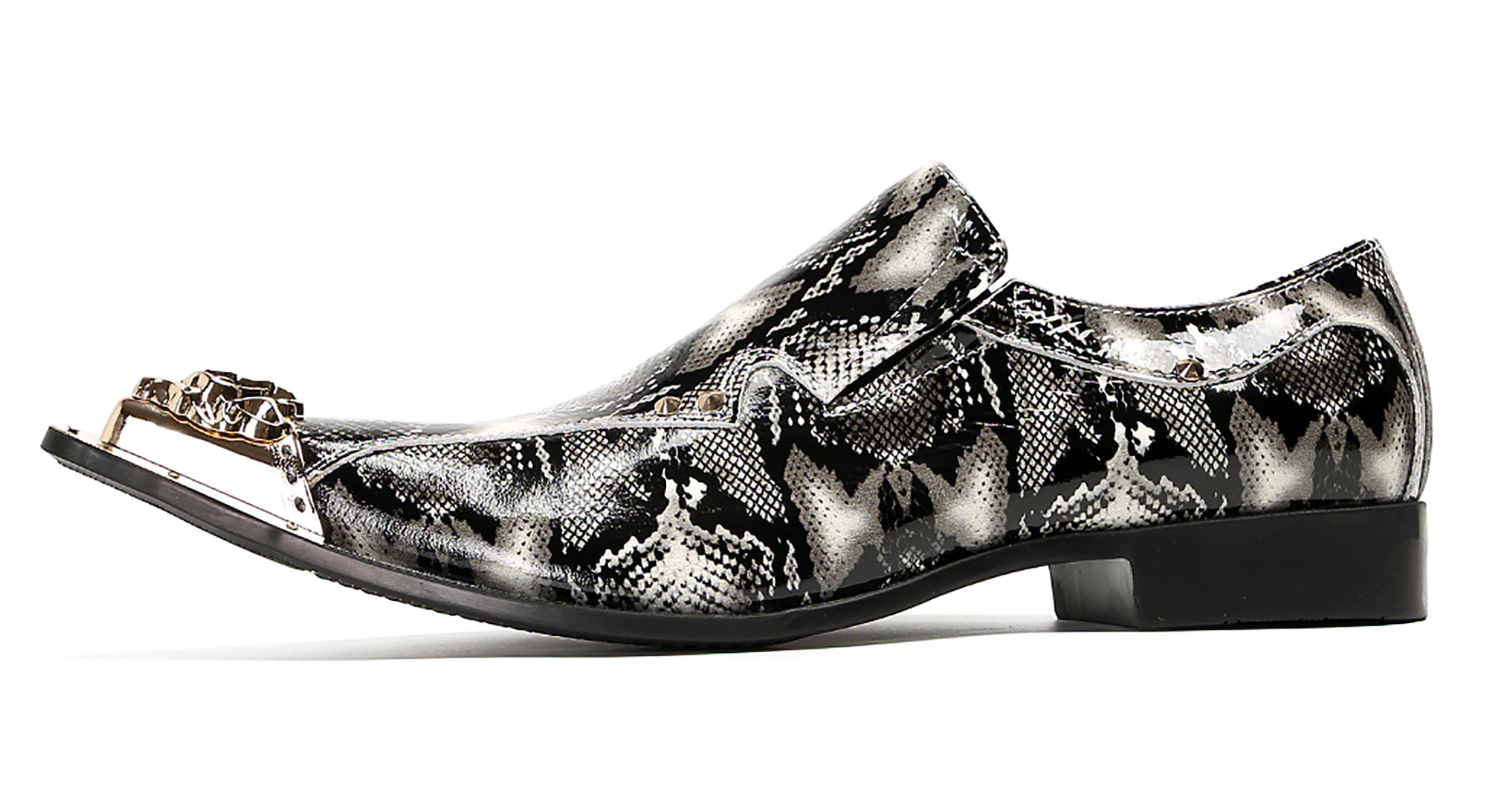 Mens Party Casual Metal Pointed Toe Ballroom Western Loafers