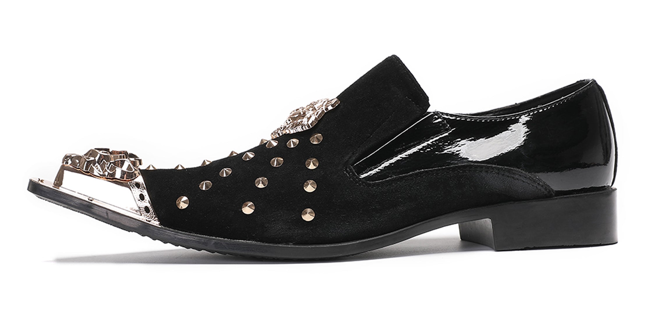 Mens Gold Beads Party Casual Suede Loafers