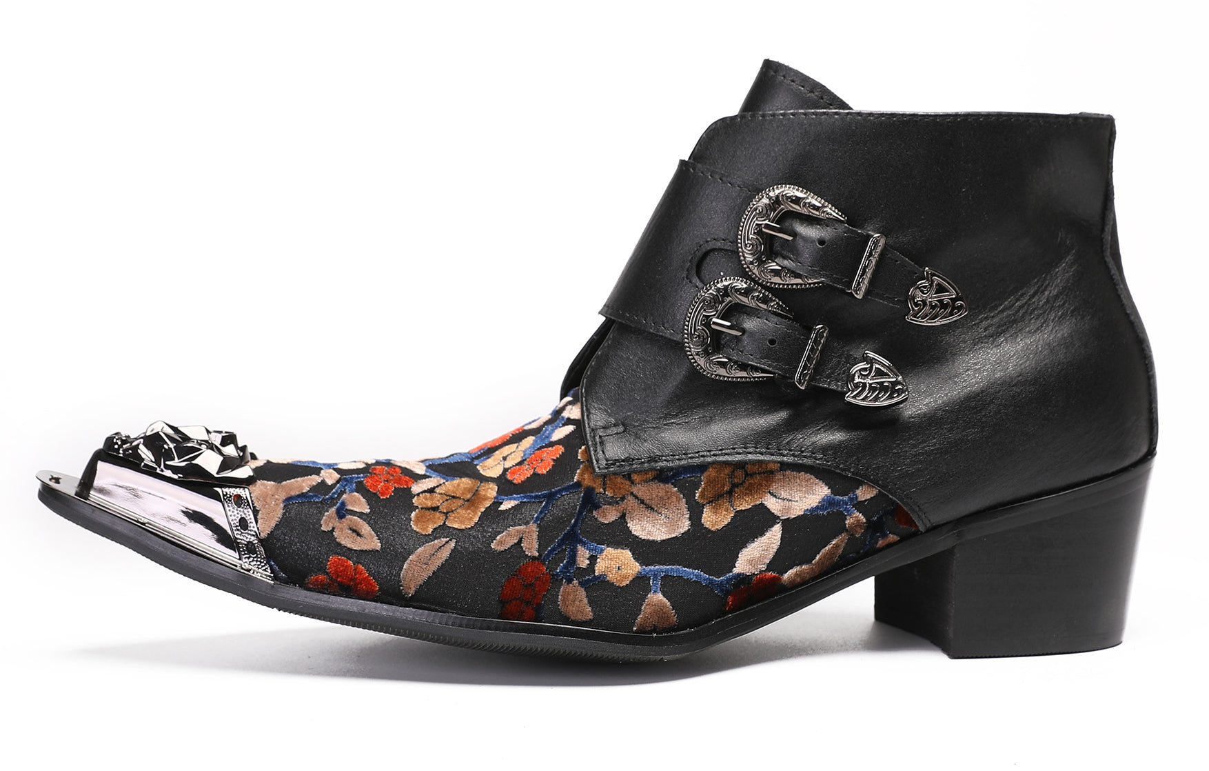 Mens Casual Dress Double Buckle Western Boots