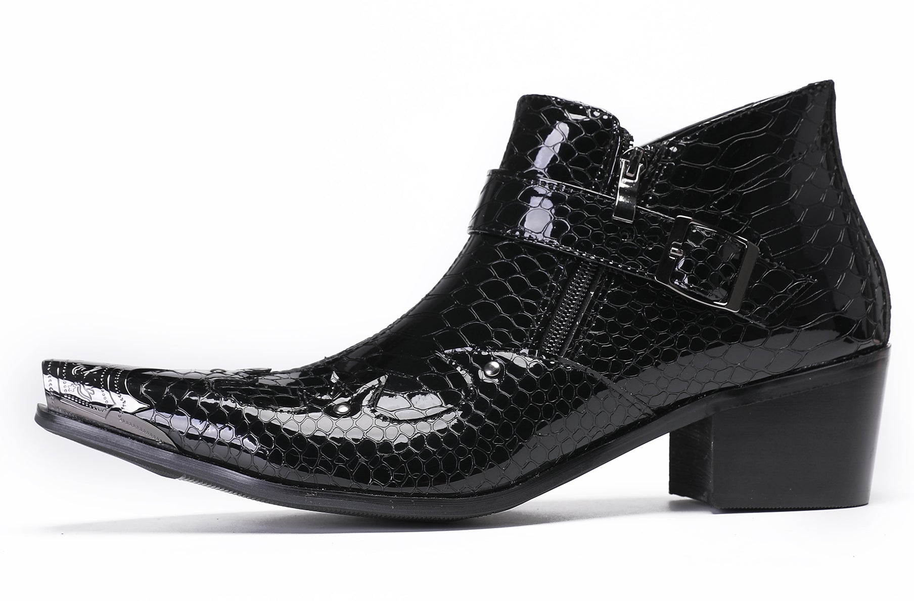 Mens Casual Party Snakeskin Texture Western Boots