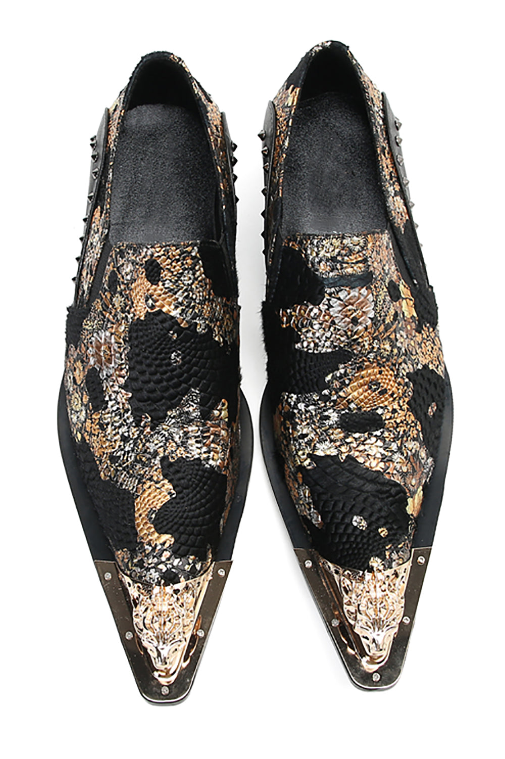 Men's Metal Tip Printed Embroidery Western Loafers