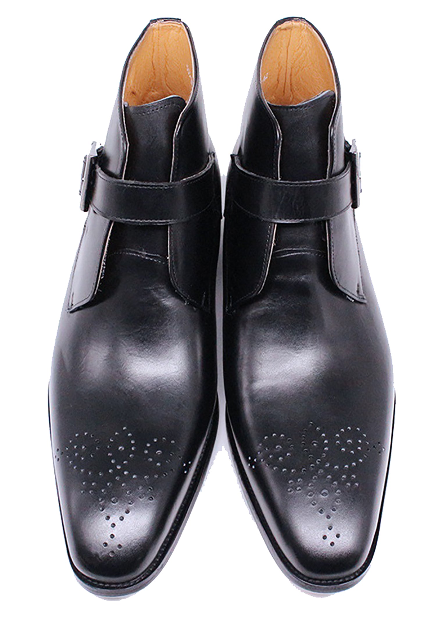 Botas de vestir tipo brogue con hebilla hechas a mano para hombre
