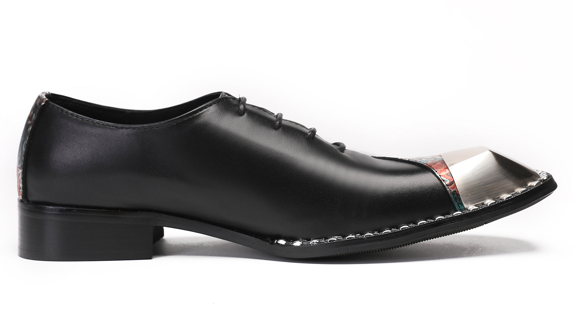 Mens Metal Square Tie Oxfords Two Toe Western Shoes