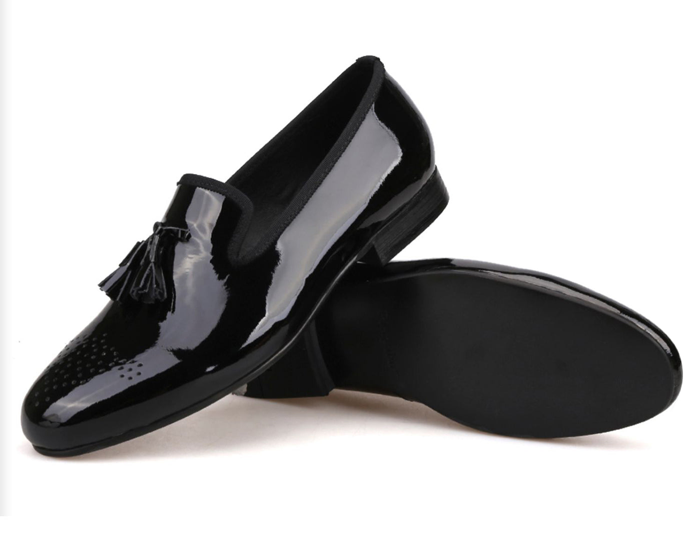 Men's Tassel Loafers Dress Patent Leather Shoes