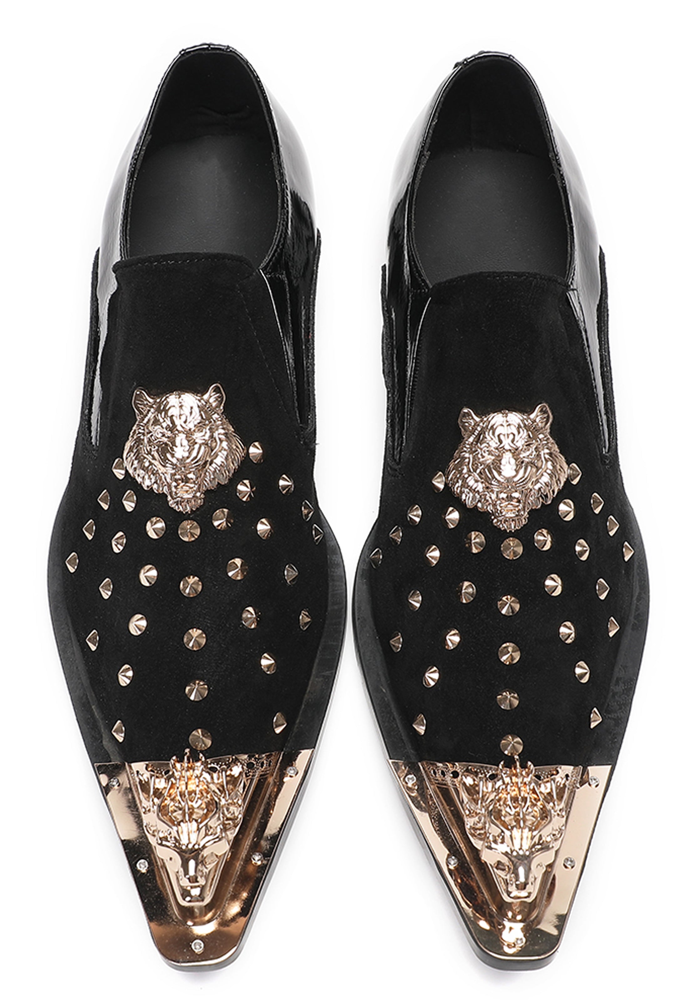 Mens Gold Beads Party Casual Suede Loafers