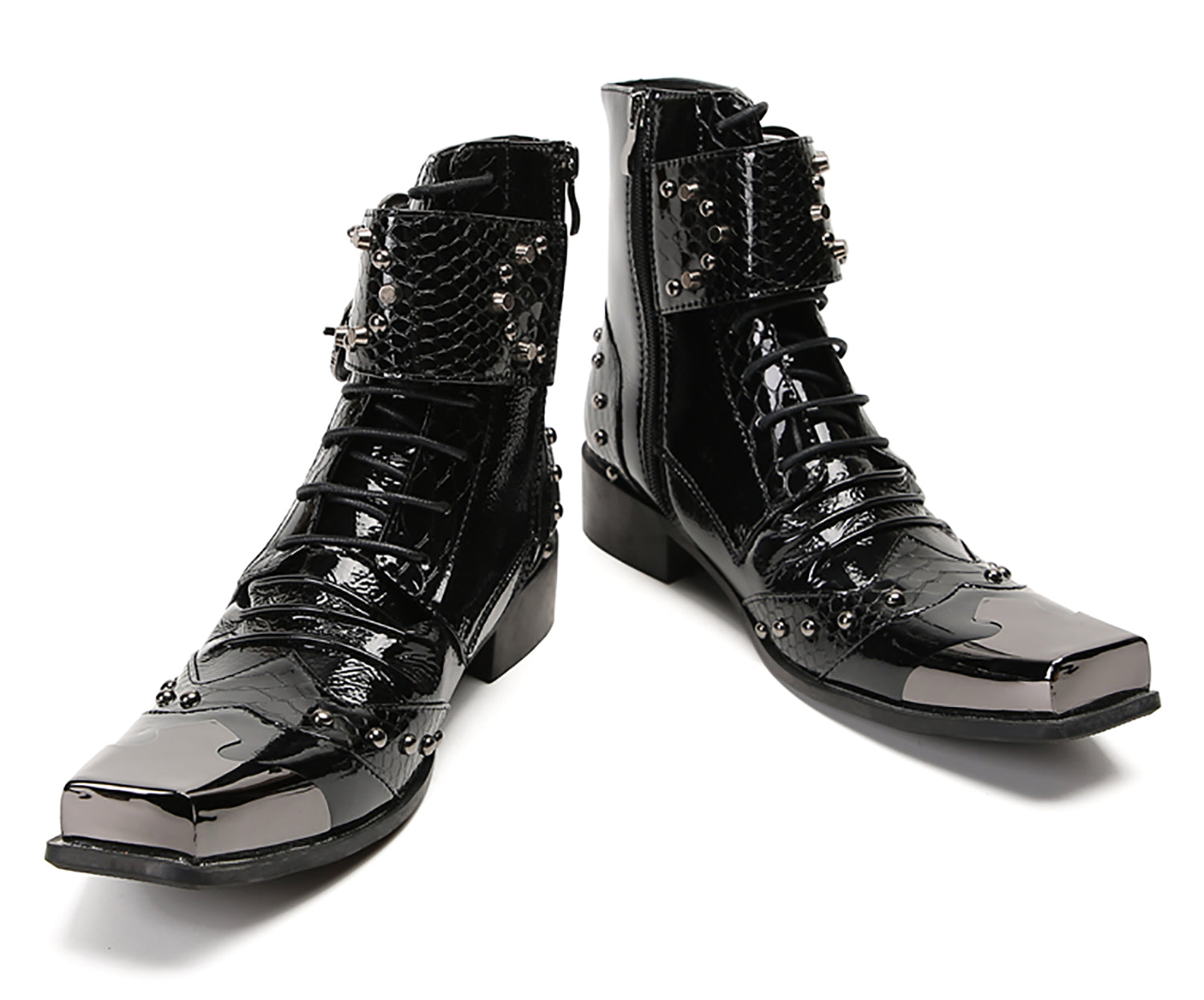 Men's Metal Square-Toe Buckle Western Western Boots