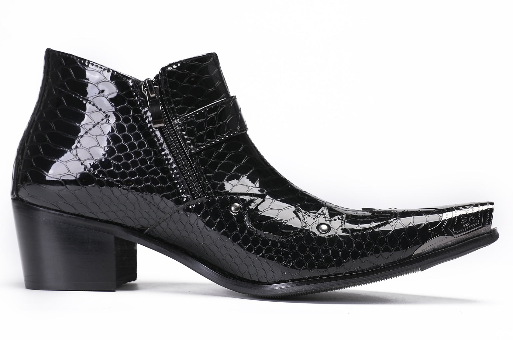 Mens Casual Party Snakeskin Texture Western Boots