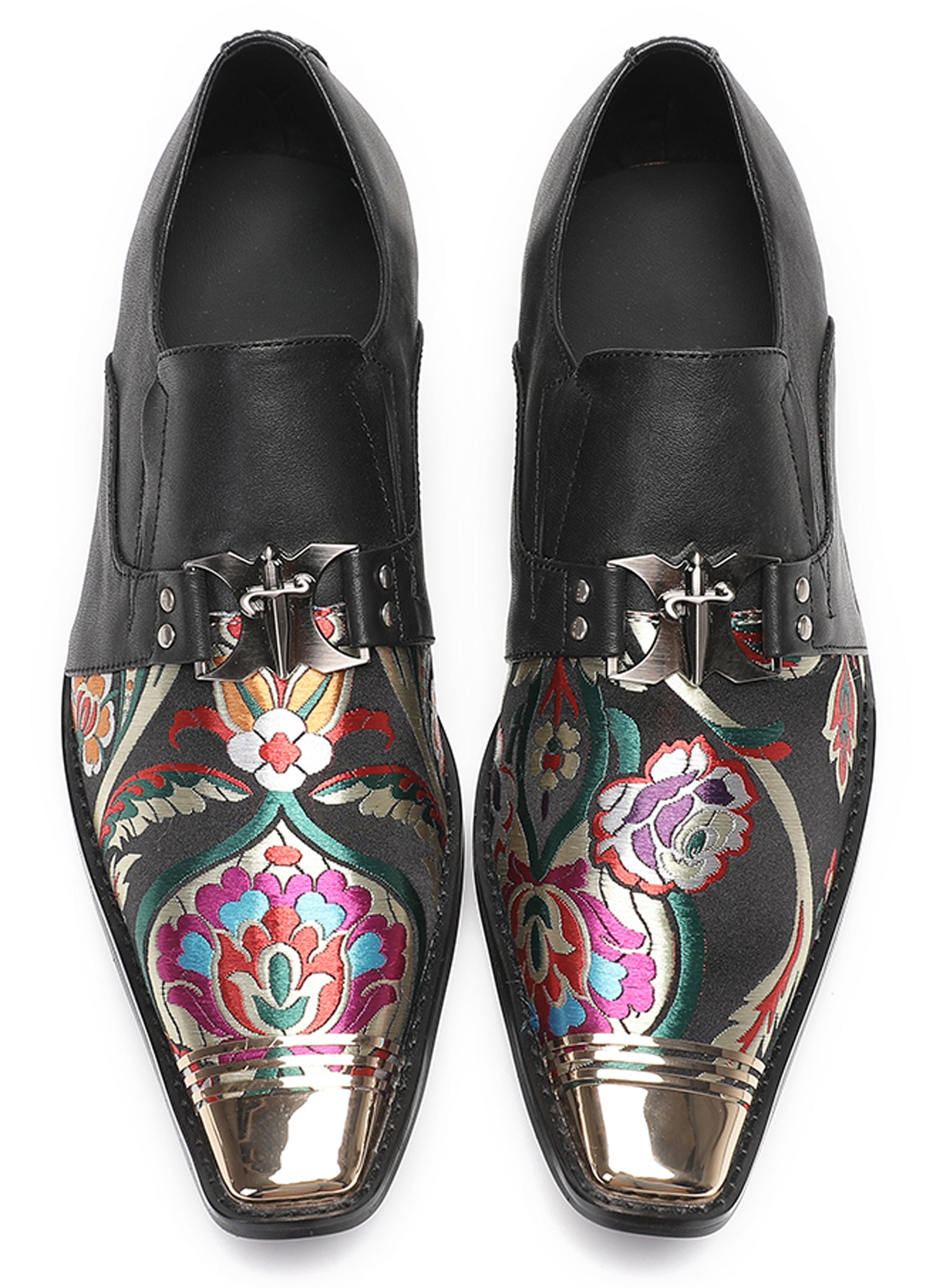Mens Casual Embroidery Flowers Slip On Loafers
