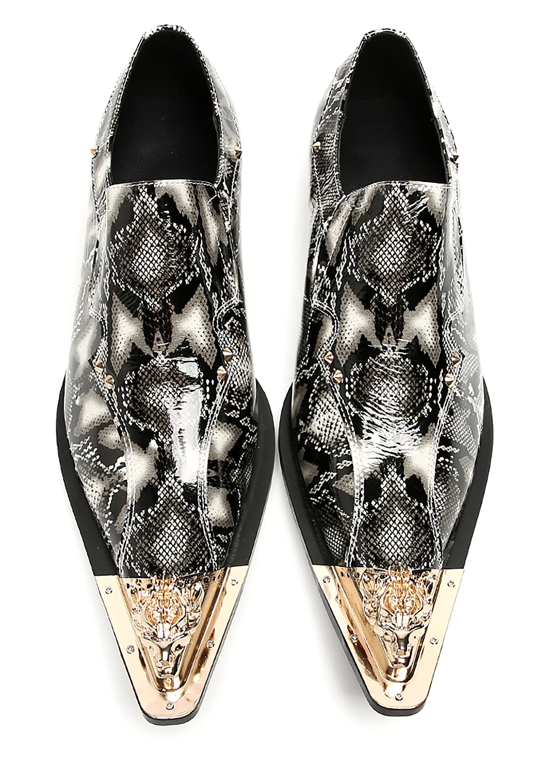 Mens Party Casual Metal Pointed Toe Ballroom Western Loafers