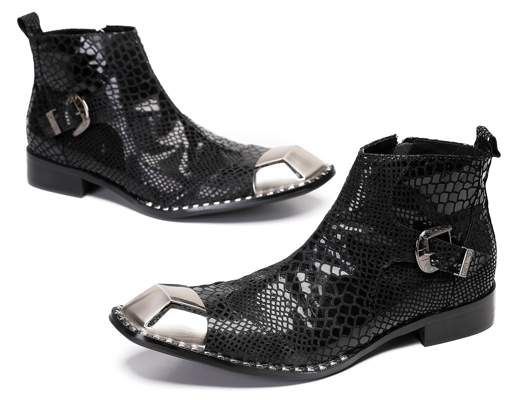 Mens Party Casual Zipper Buckle Western Boots