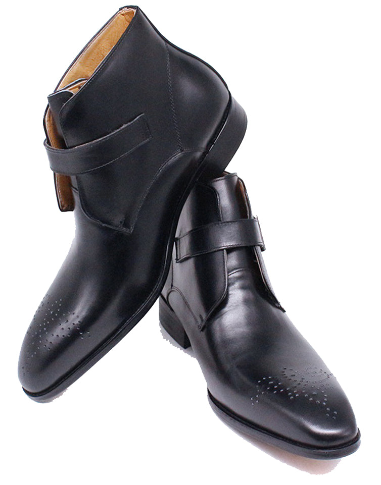 Botas de vestir tipo brogue con hebilla hechas a mano para hombre