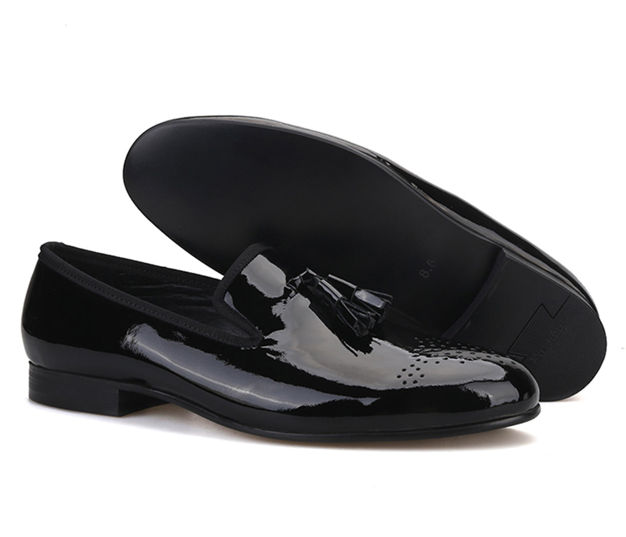 Men's Tassel Loafers Dress Patent Leather Shoes