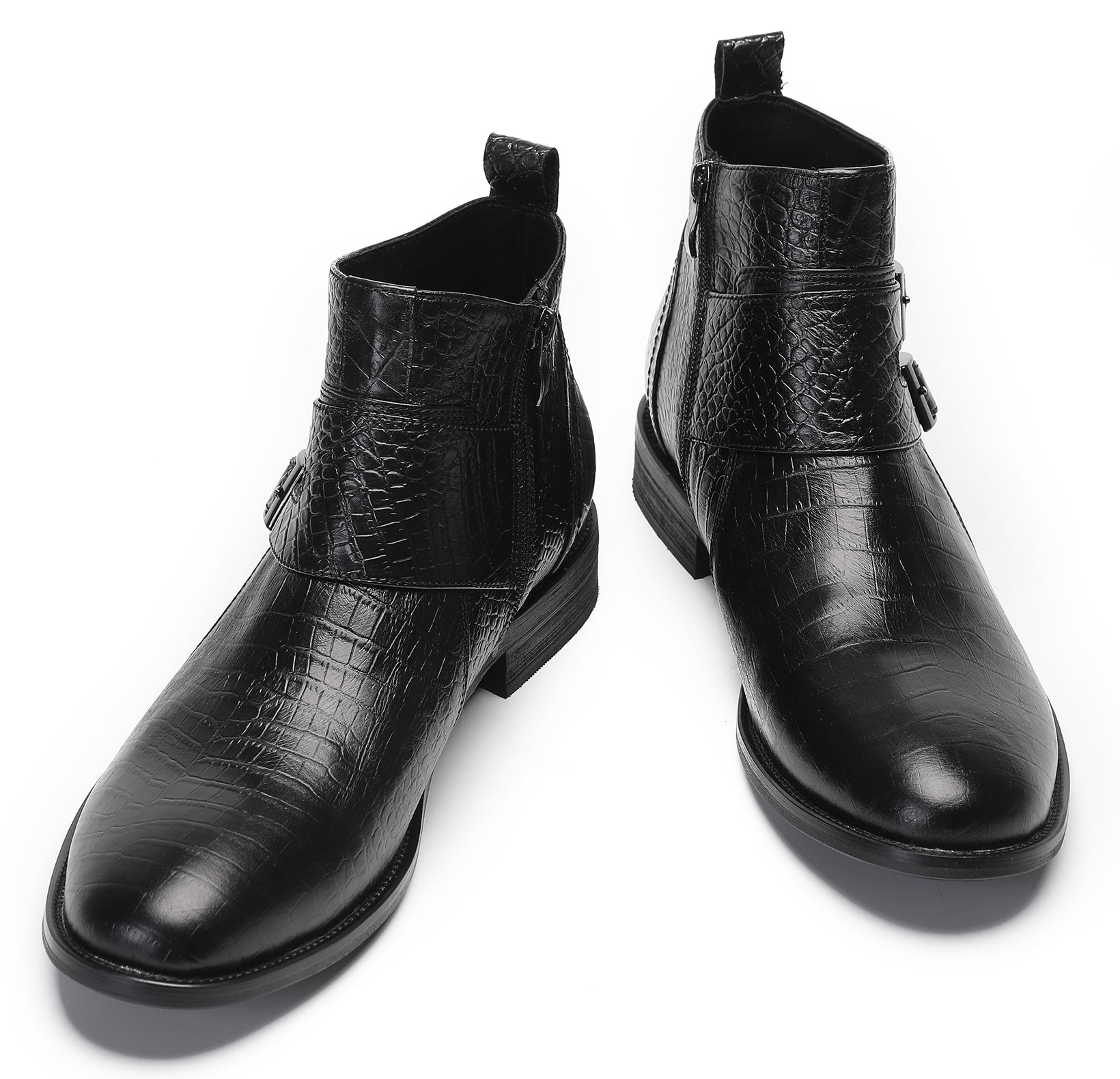 Mens Casual Ankle Boots with Zipper Buckles
