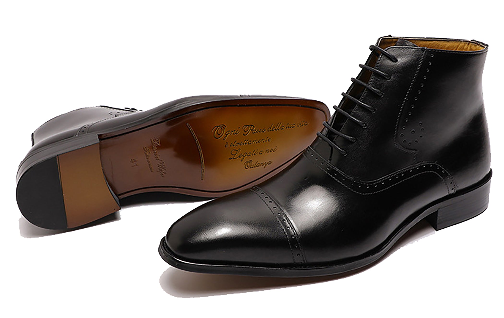 Botas Oxford de vestir semibrogues hechas a mano para hombre