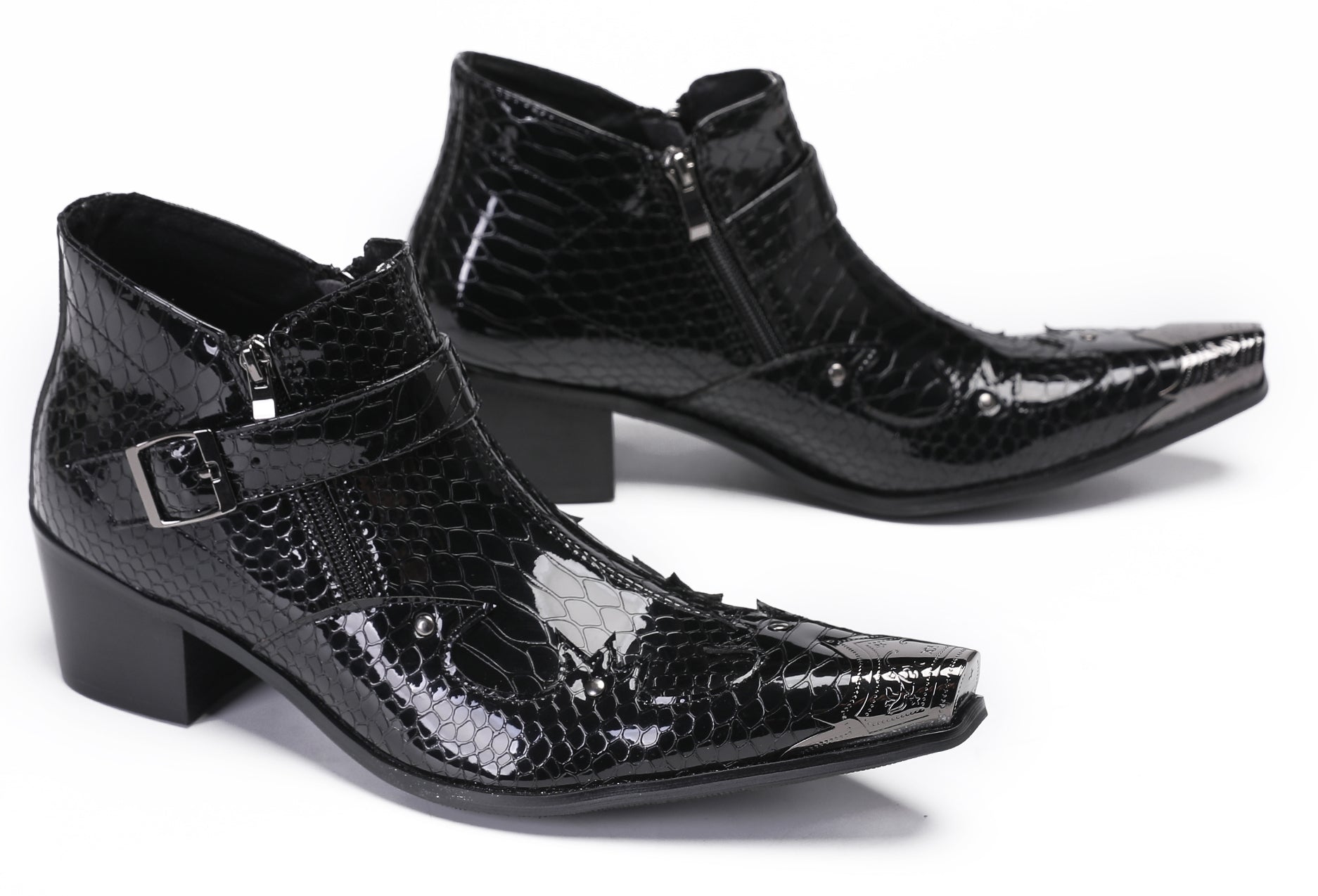 Mens Casual Party Snakeskin Texture Western Boots
