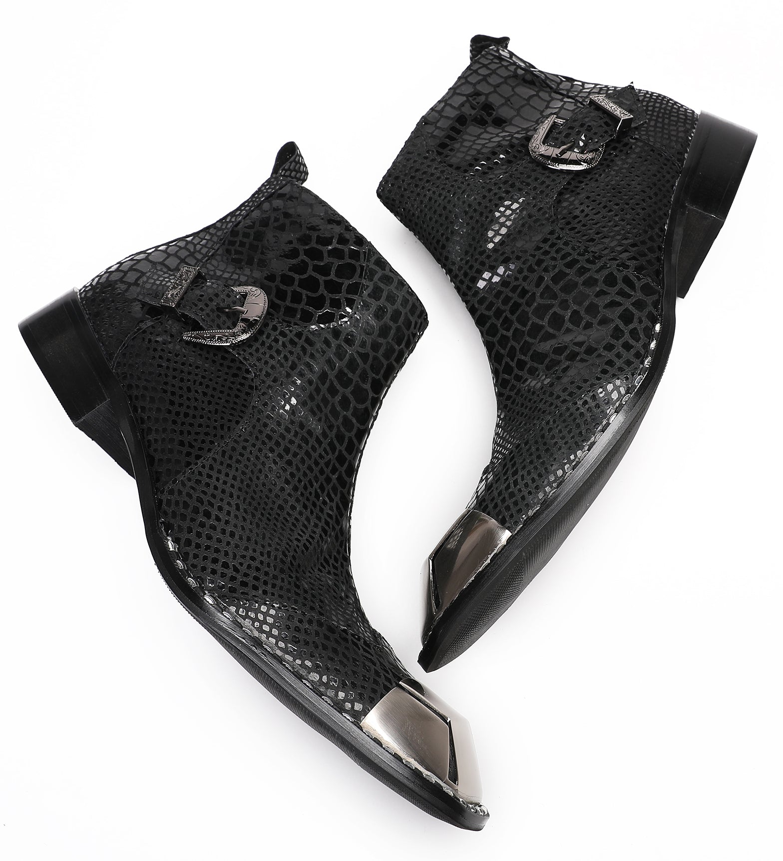 Mens Party Casual Zipper Buckle Western Boots