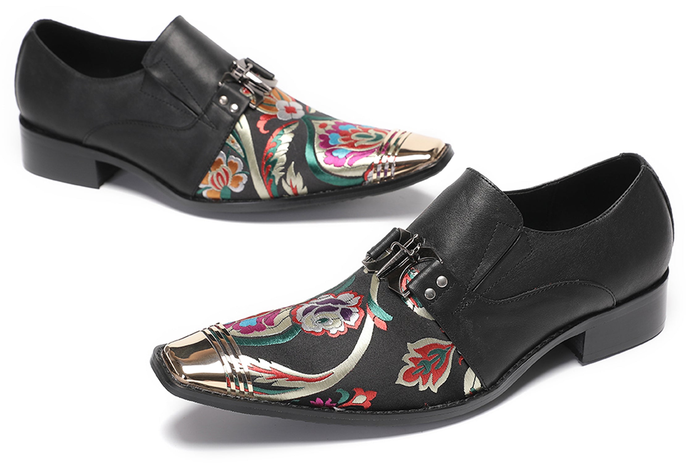Mens Casual Embroidery Flowers Slip On Loafers