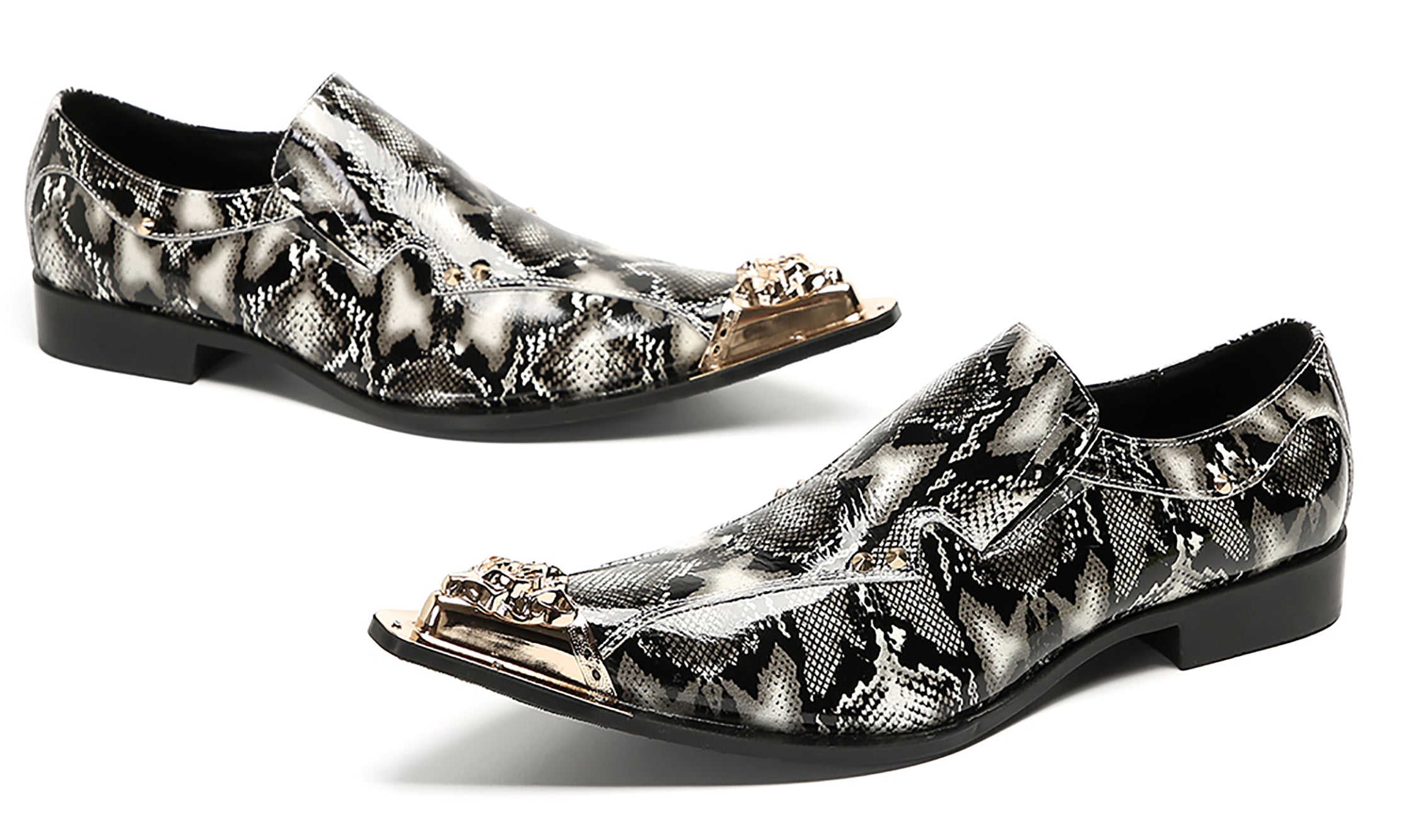 Mens Party Casual Metal Pointed Toe Ballroom Western Loafers