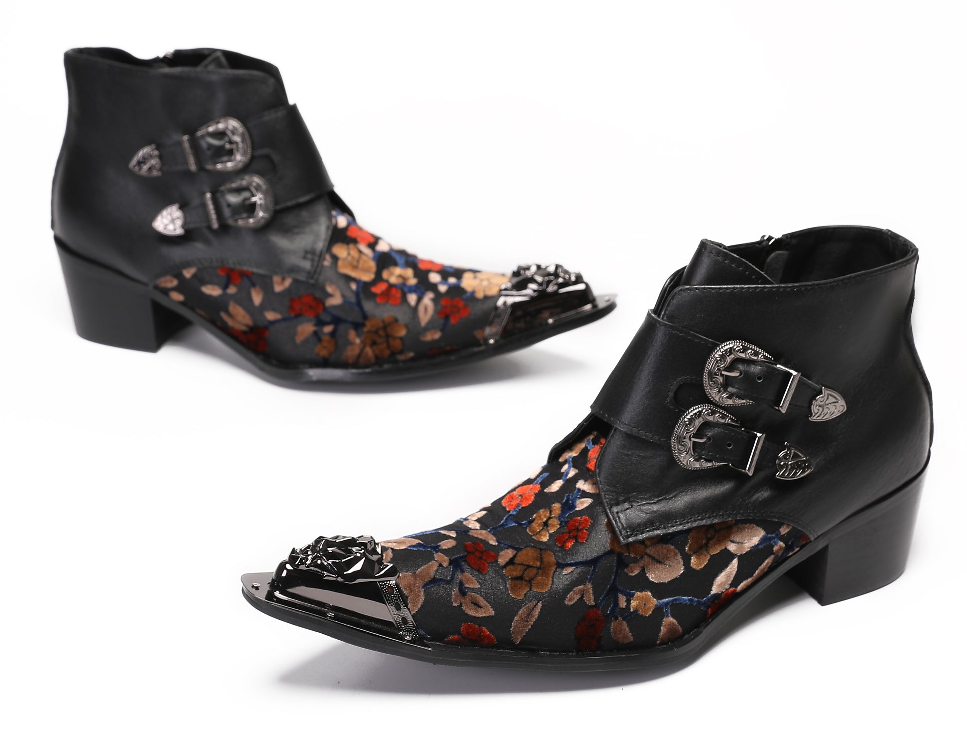 Mens Casual Dress Double Buckle Western Boots
