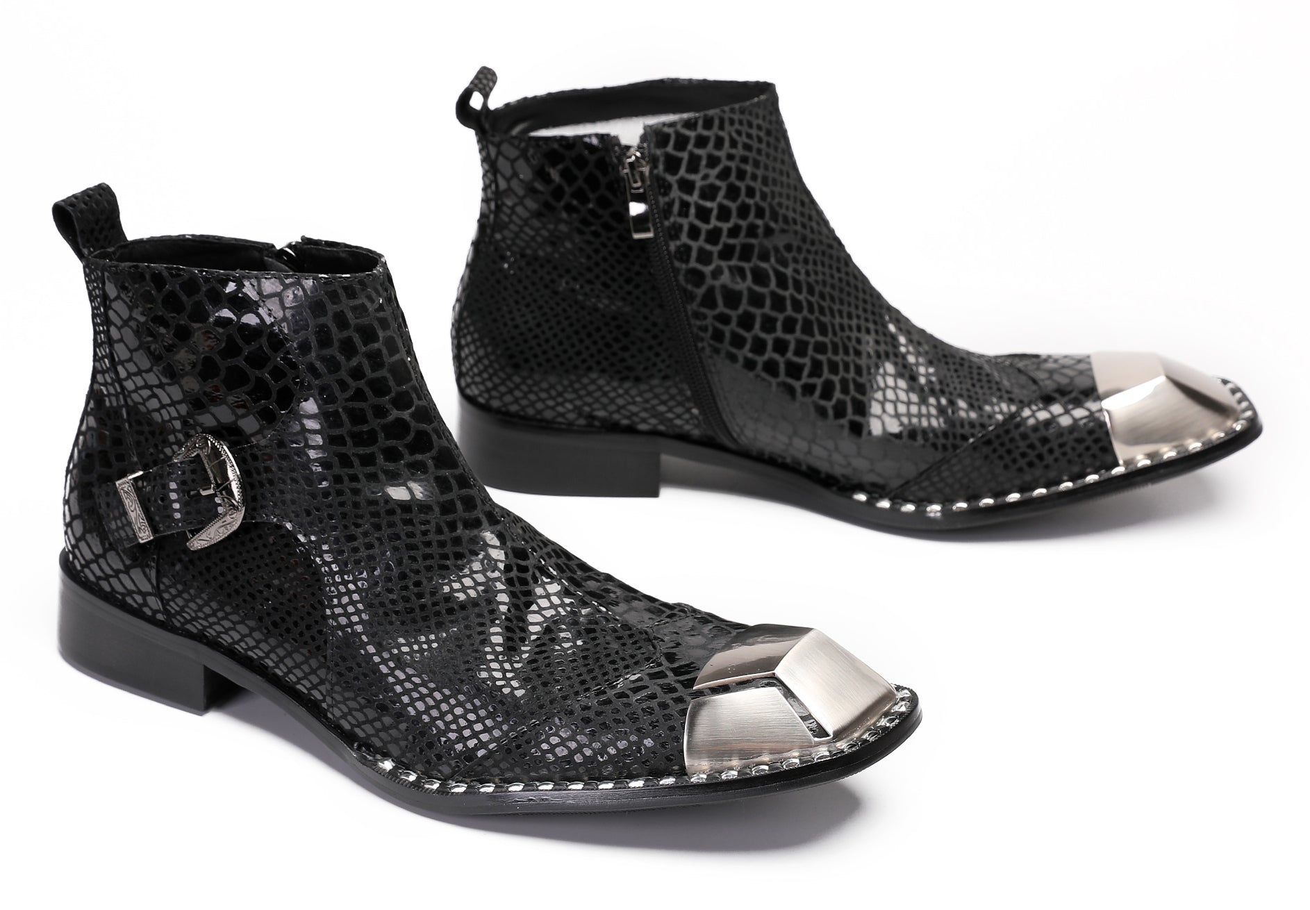 Mens Party Casual Zipper Buckle Western Boots