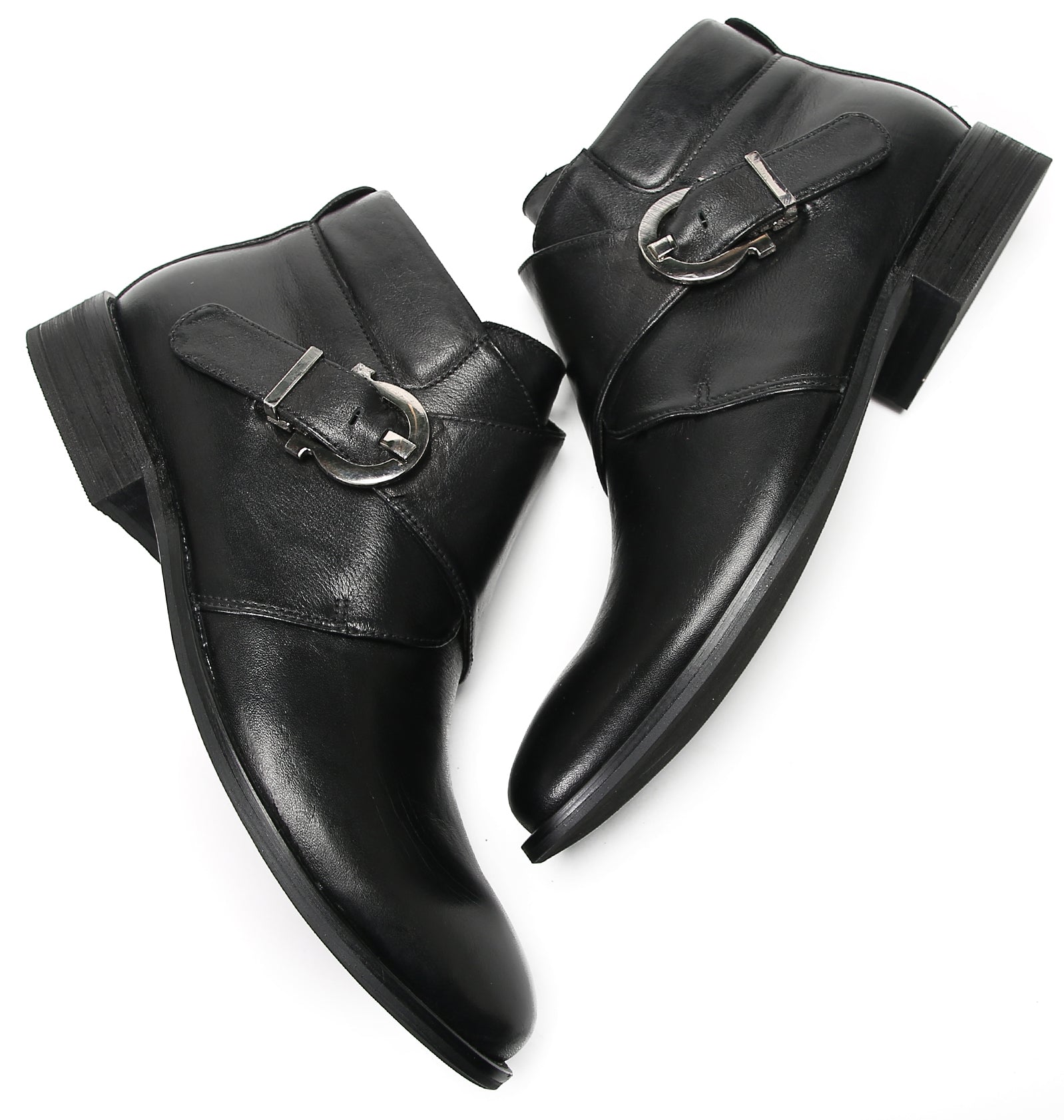 Mens Casual Buckle Ankle Western Boots