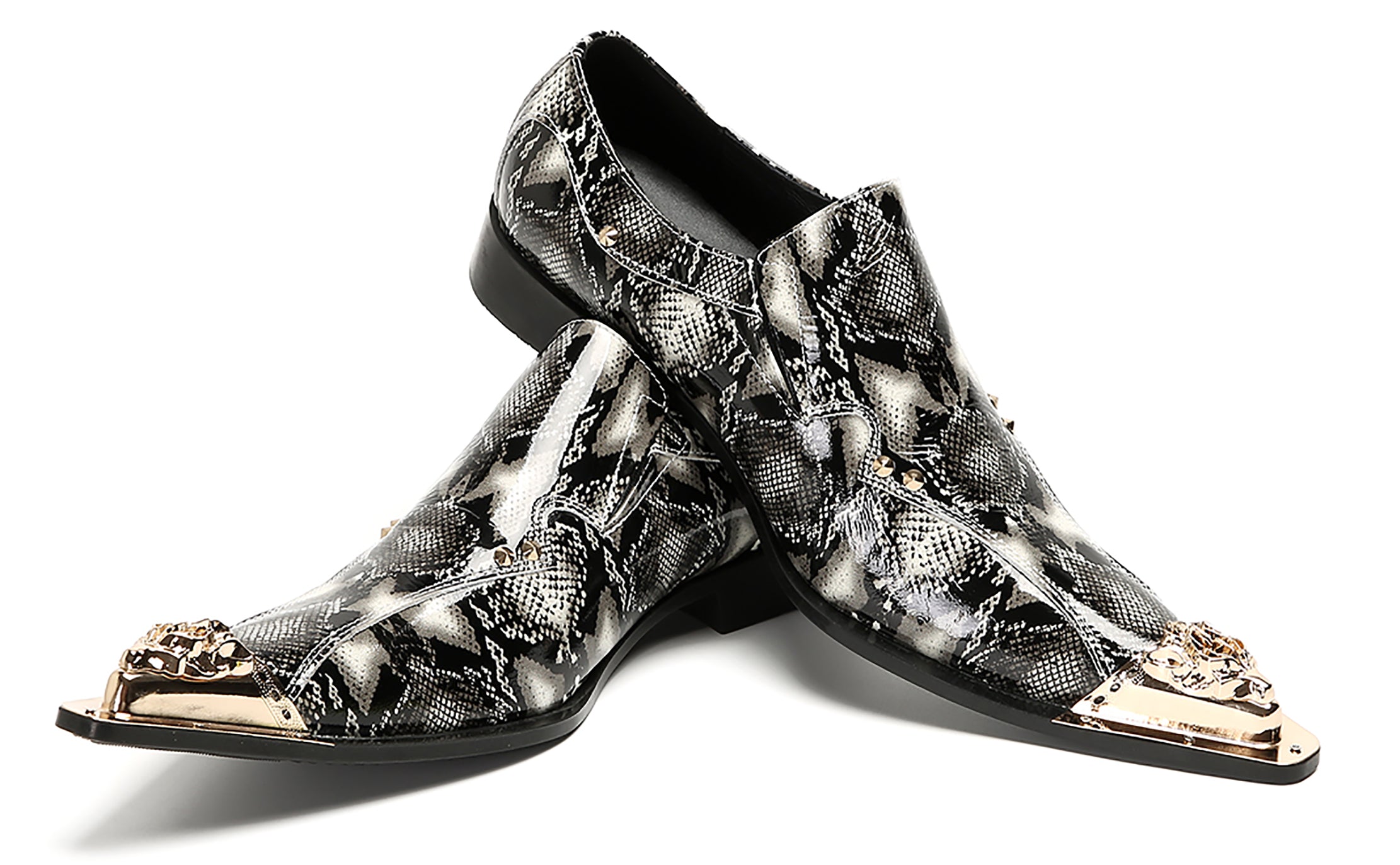 Mens Party Casual Metal Pointed Toe Ballroom Western Loafers