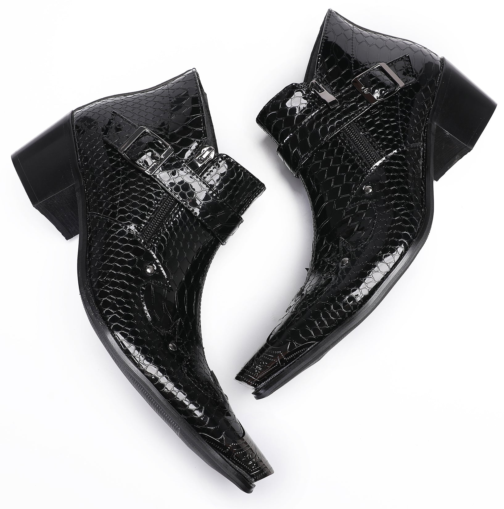 Mens Casual Party Snakeskin Texture Western Boots