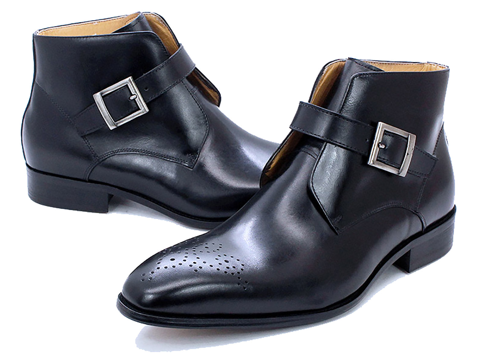 Botas de vestir tipo brogue con hebilla hechas a mano para hombre